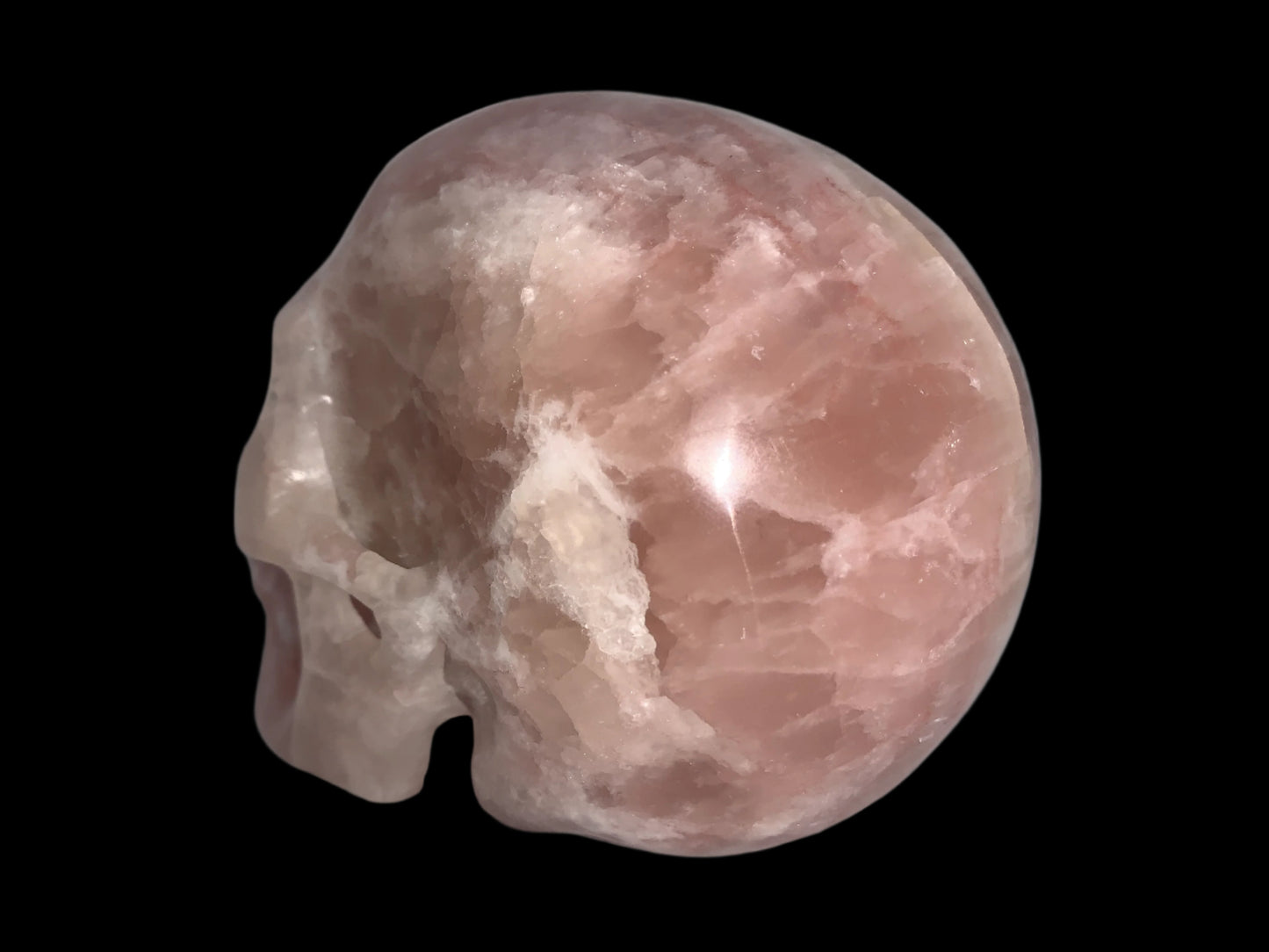 5.3" Pink Calcite Skull w/ Rainbows