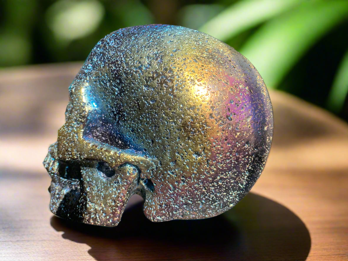 7.25" Rainbow Aura Lava Stone