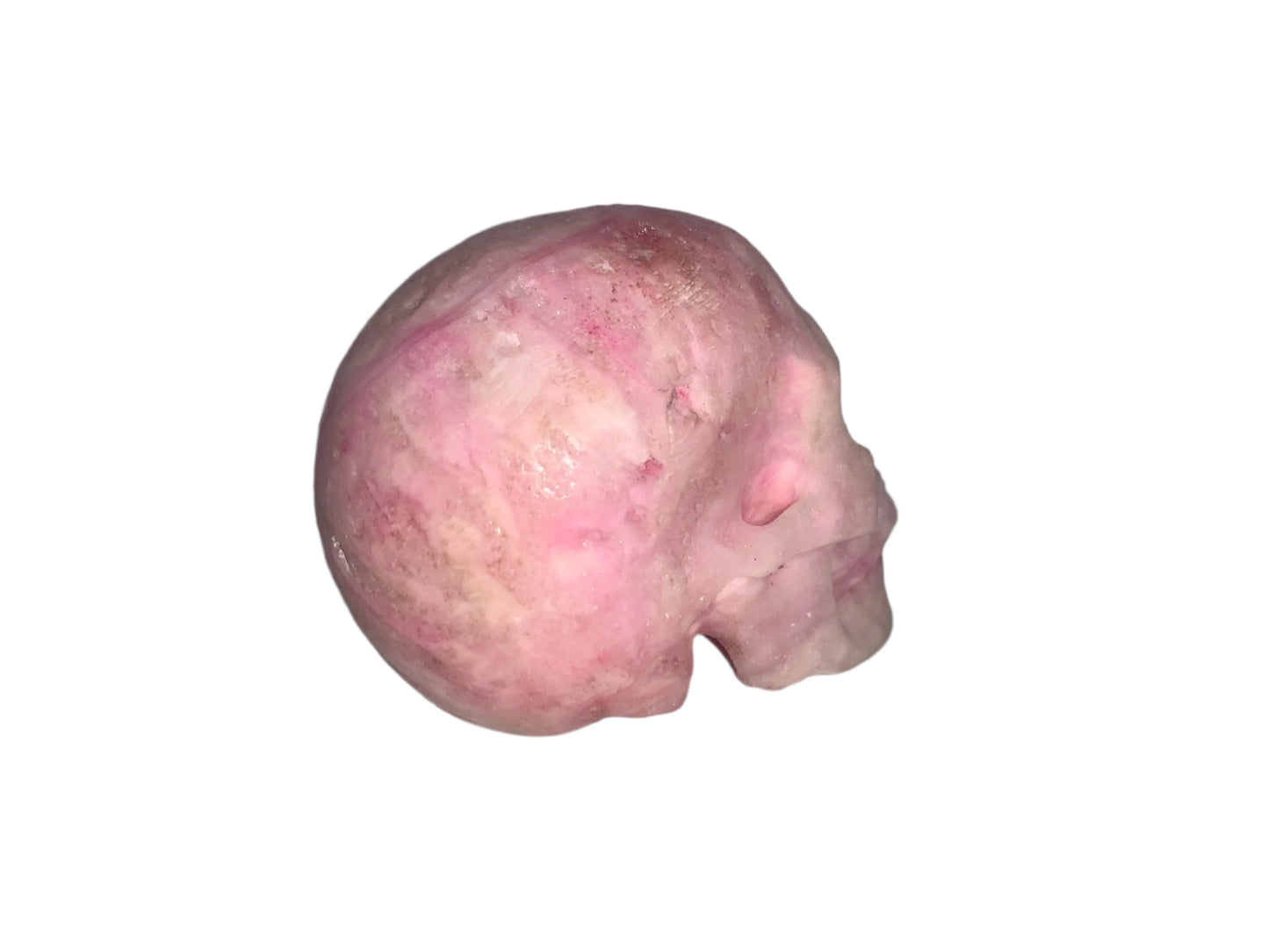 Cráneo de aragonito rosa raro de 4,3"
