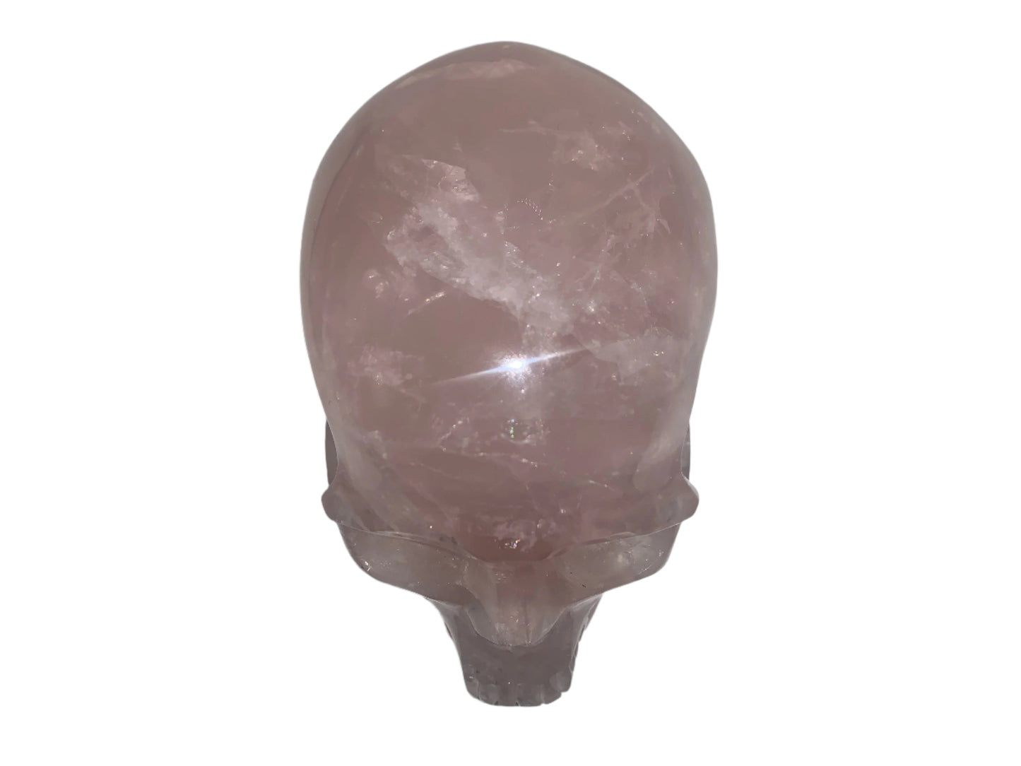 5.3" Rose Quartz Skull w/ Rainbows