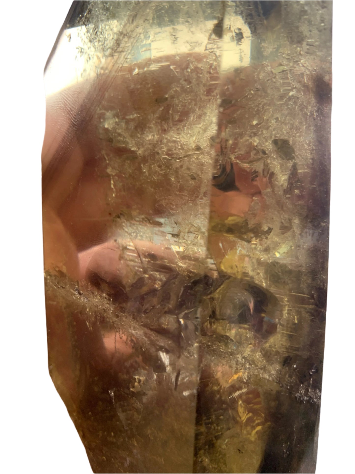 8.125" Smoky Citrine Time Keeper Generator Obelisk w/ LOTS OF RAINBOWS