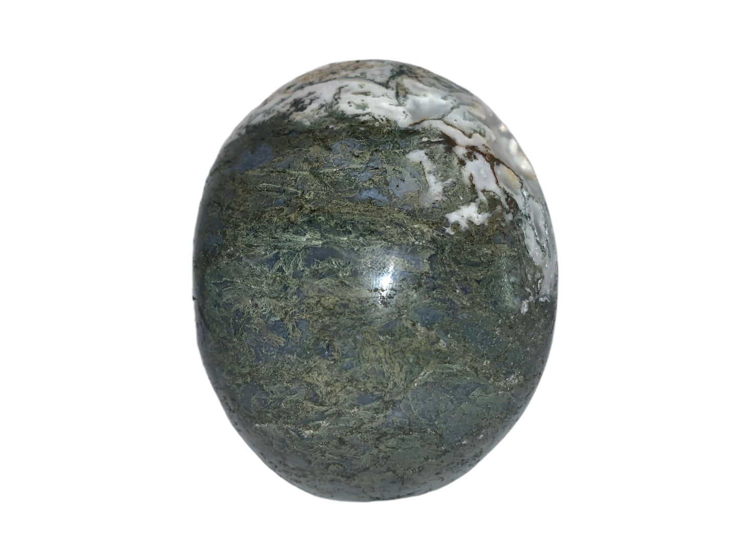 5.6" Moss Agate Singing Skull