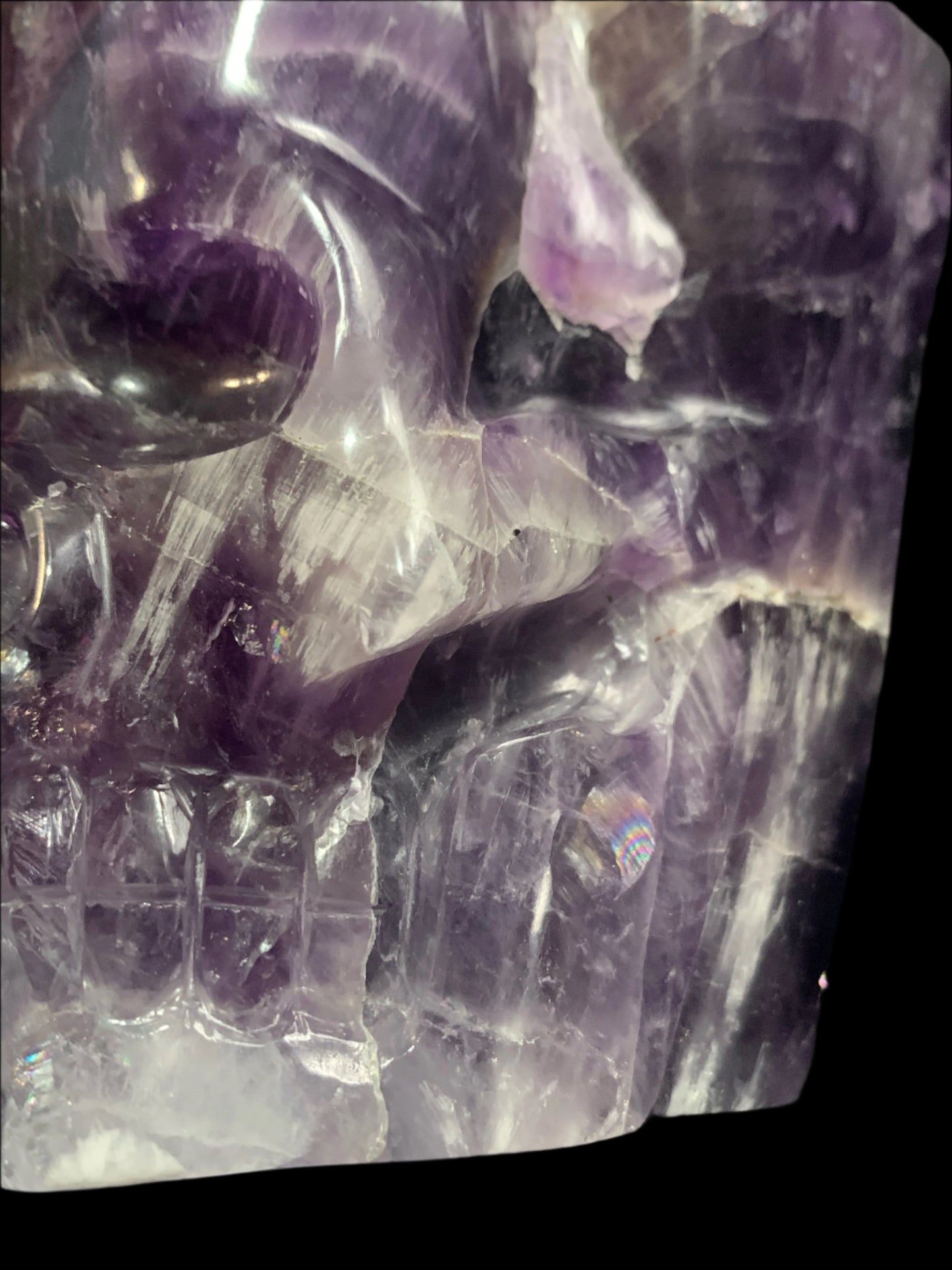 6.75" Alpine Amethyst Double Generator Skull w/ Rainbows