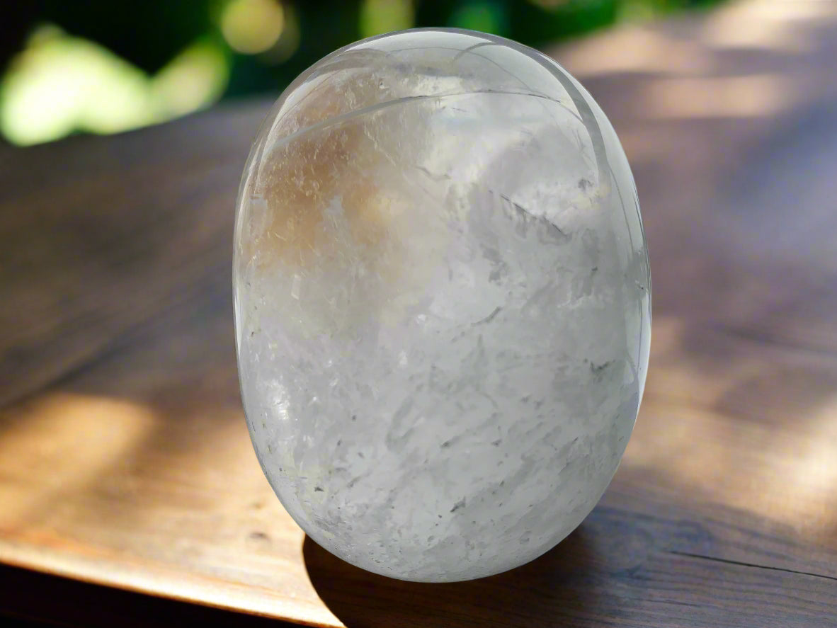 5" Himalayan Quartz Golden Healer Skull w/ Rainbows
