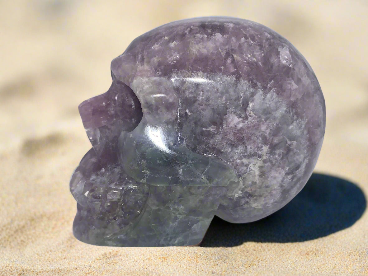 6" Rainbow Fluorite Skull w/ Rainbows