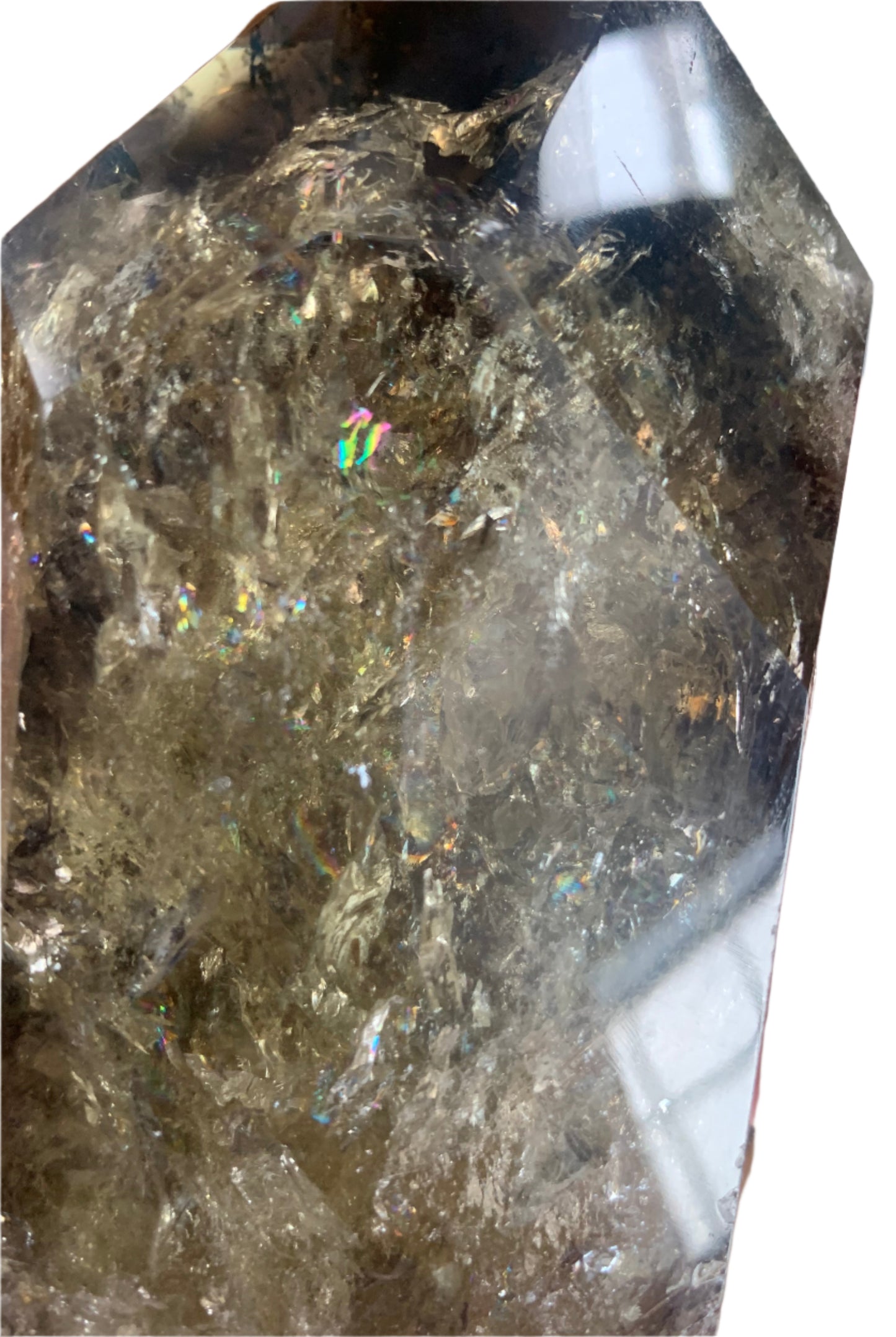 6.2" Smoky Citrine Channeler & Code Keeper Quartz Point w/ Rainbows