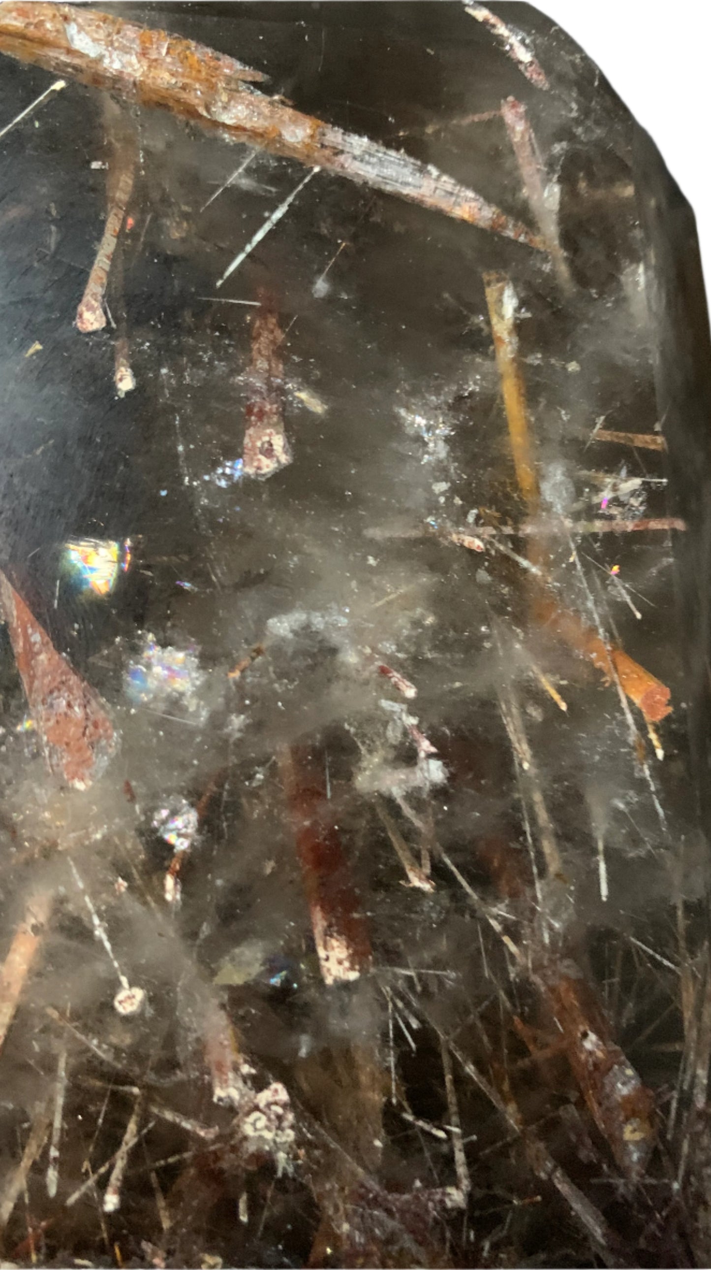 5.6" Rutilated Morion Quartz Point w/ Rainbows