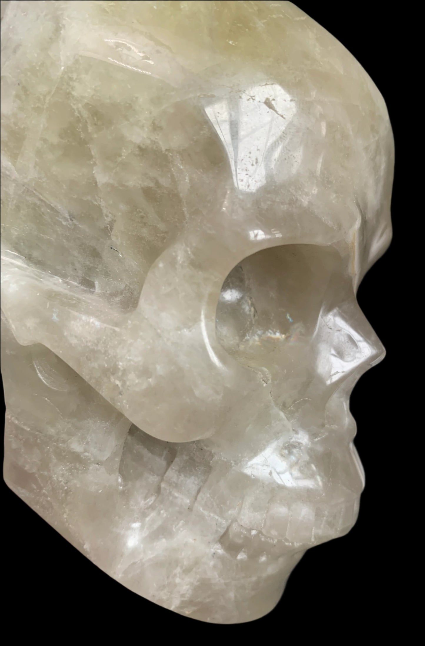 5.4" Citrine & Tourmaline Skull w/ Rainbows