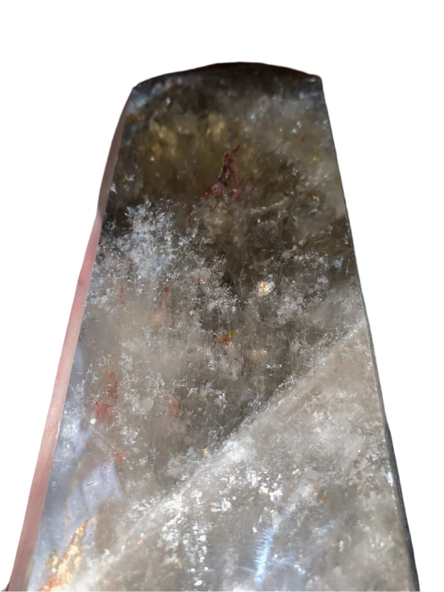 7.5" Smoky Quartz Hematoid Obelisk w/ Rainbows Everywhere