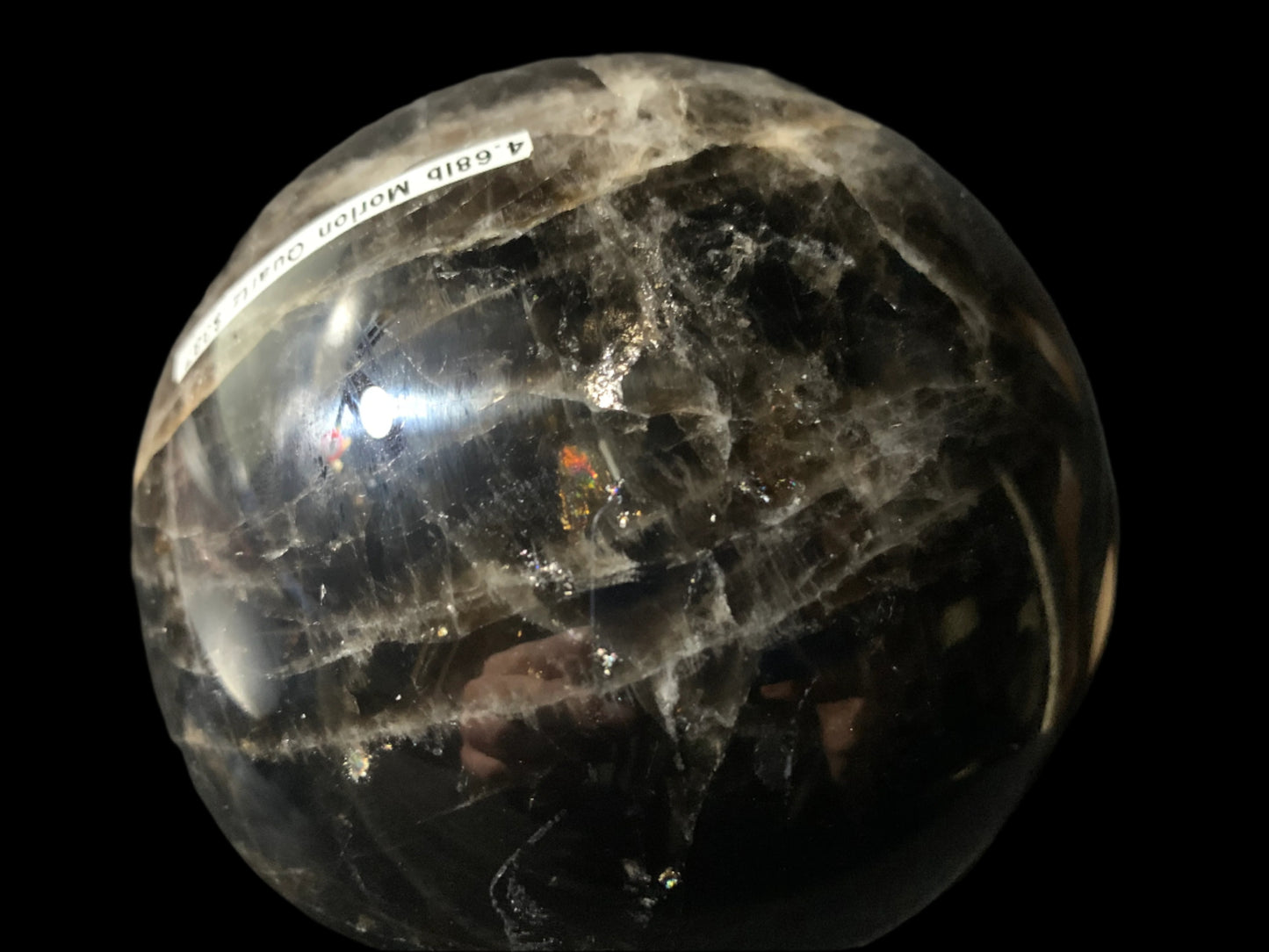 4.4" Morion Quartz Sphere w/ Rainbows