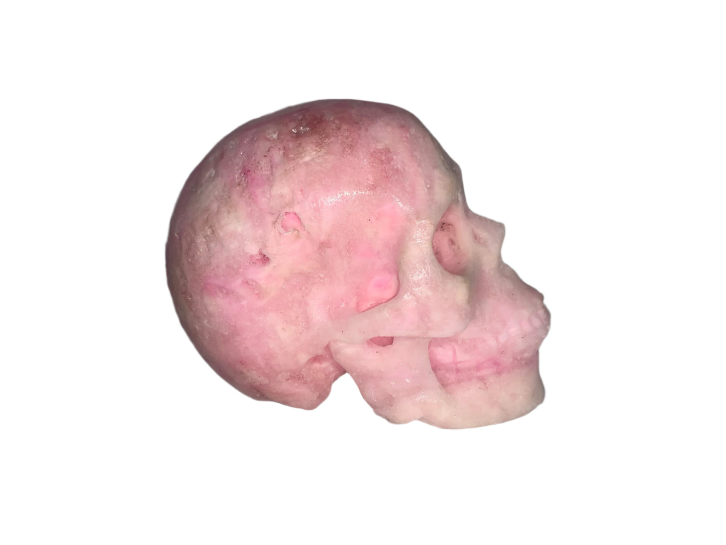 Cráneo de aragonito rosa raro de 4,3"