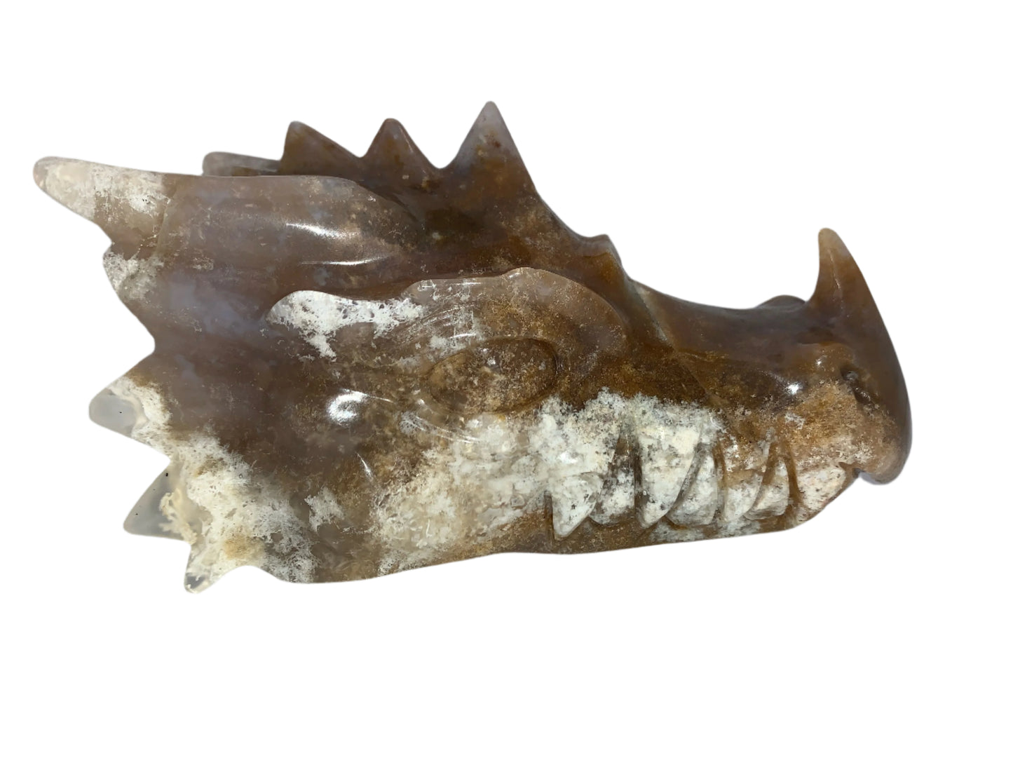 Ágata musgosa de 6,2" con dragón de calcedonia