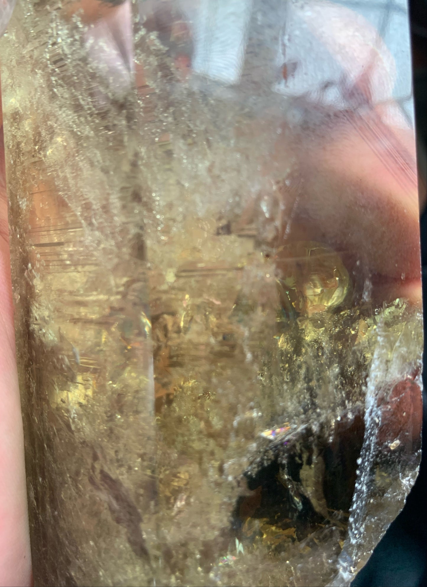 8.125" Smoky Citrine Time Keeper Generator Obelisk w/ LOTS OF RAINBOWS
