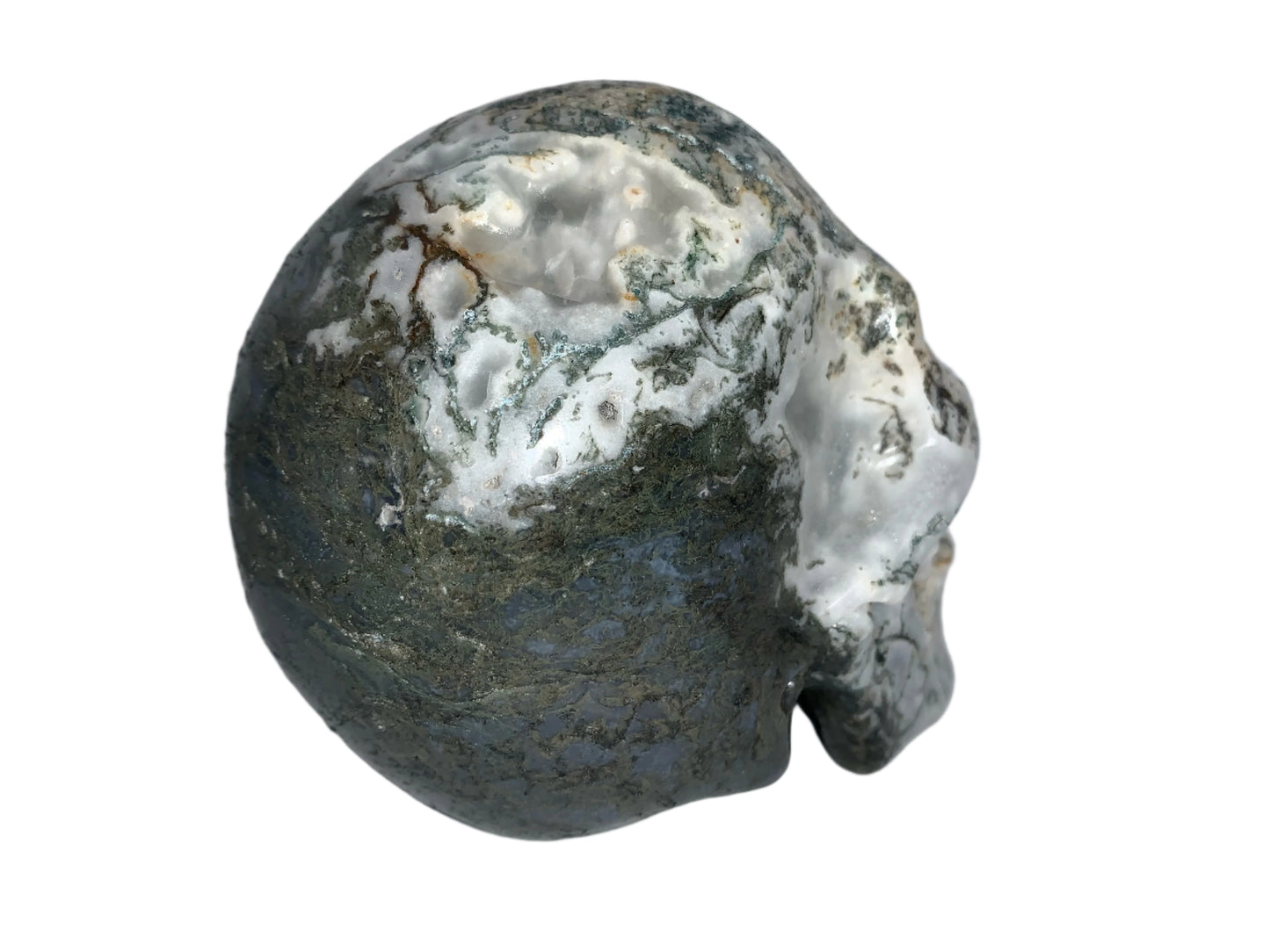 5.6" Moss Agate Singing Skull
