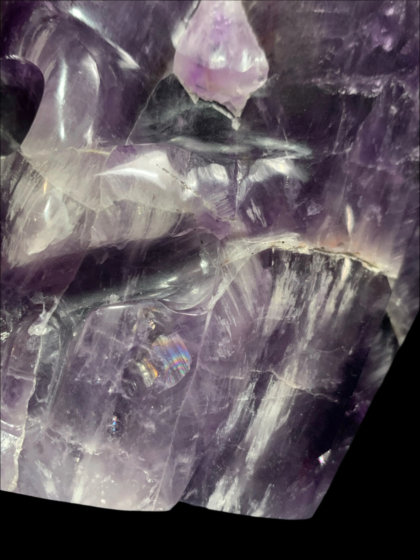 6.75" Alpine Amethyst Double Generator Skull w/ Rainbows