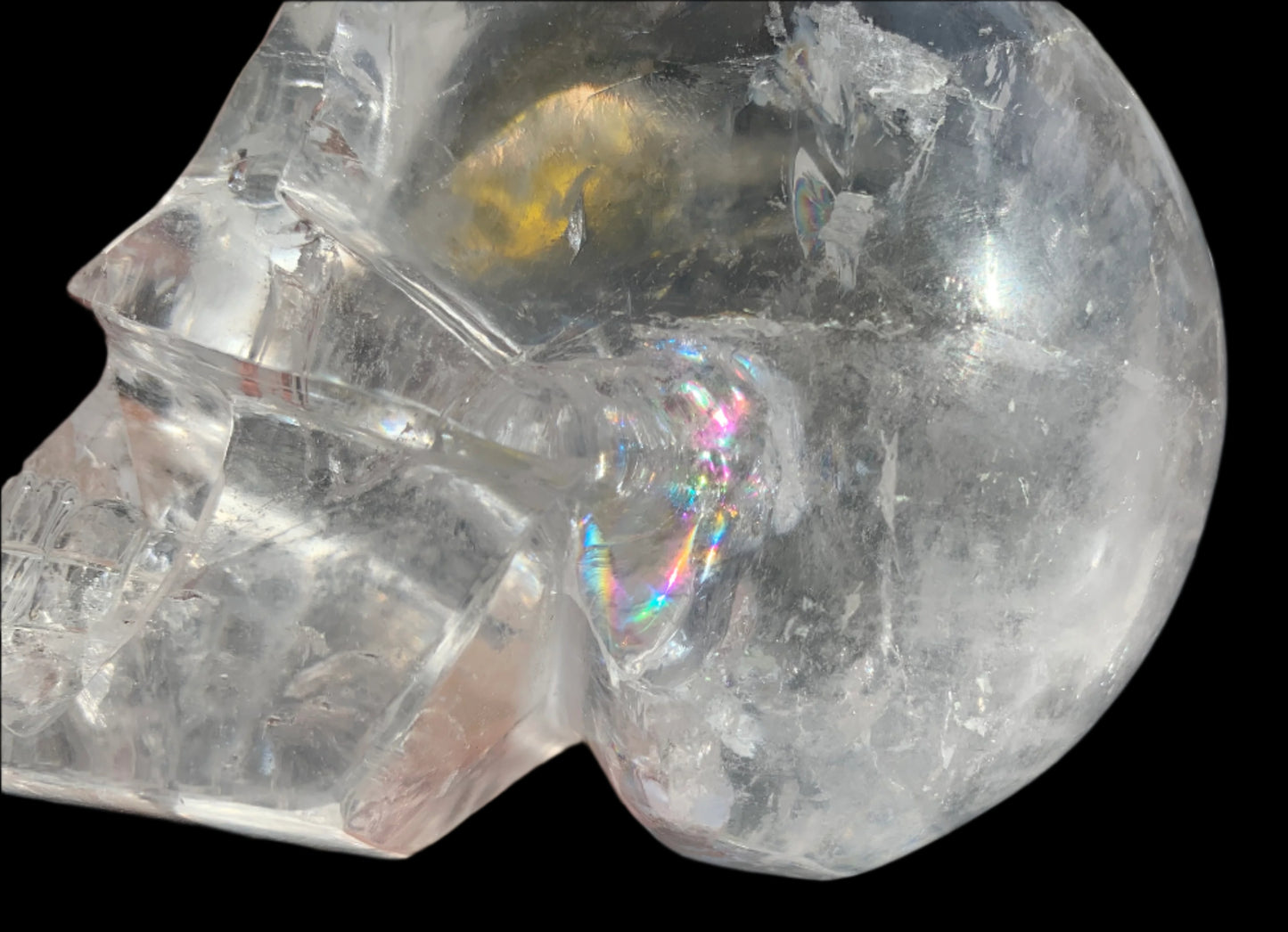 Cráneo de cuarzo del Himalaya de 4,6" con arcoíris