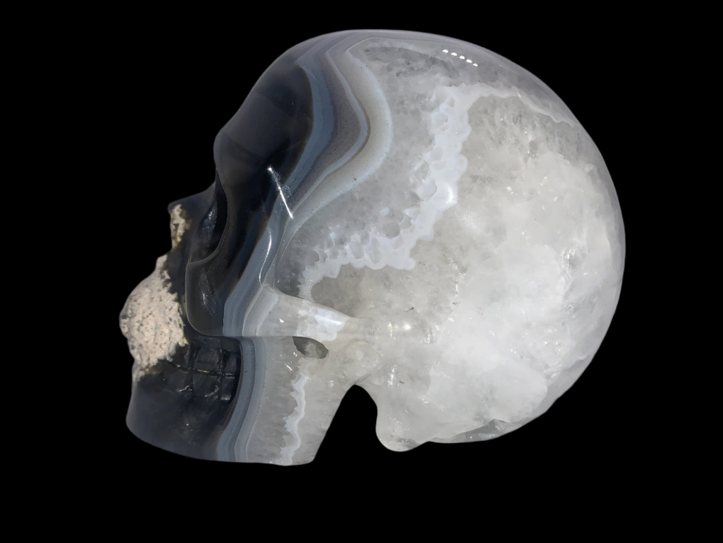 5.4" Agate, Quartz & Seraphinite Skull