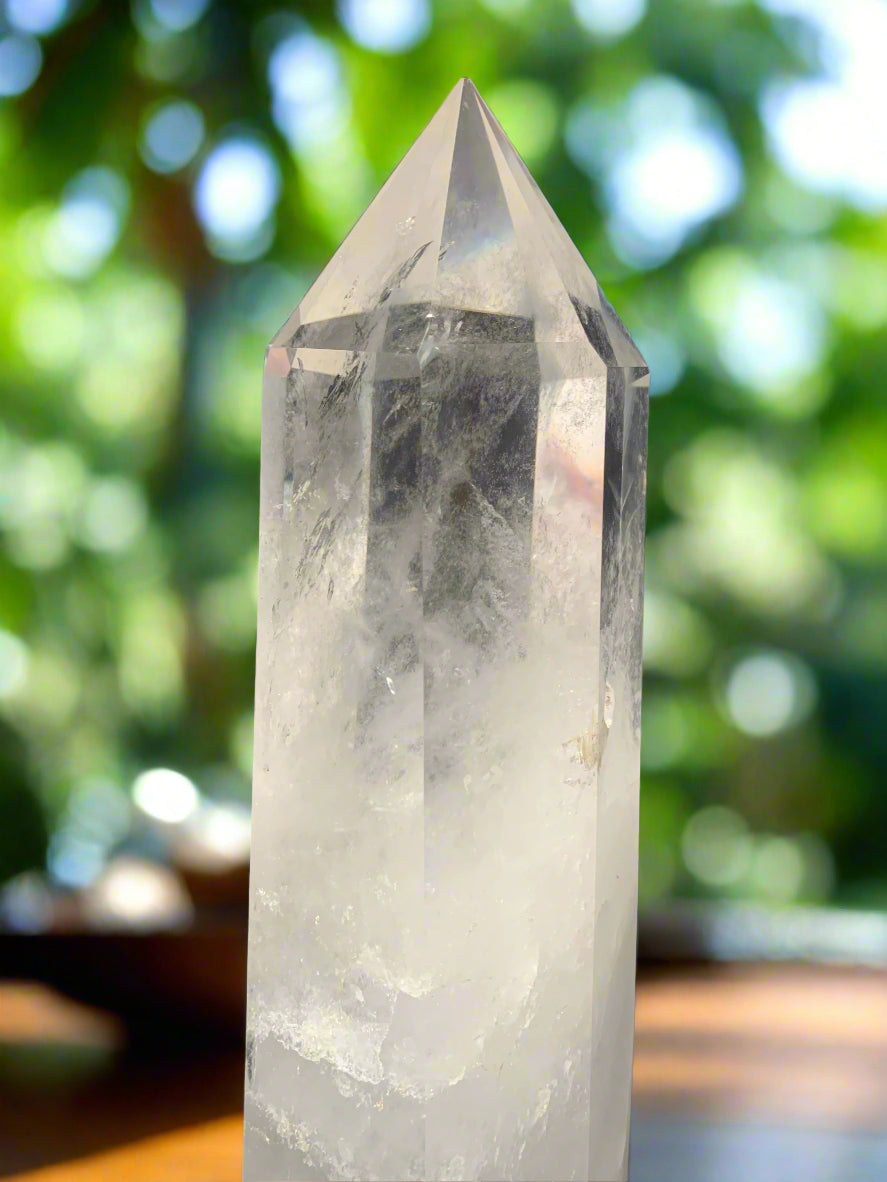 9lb Clear Quartz & Tourmaline Tower w/ Rainbows