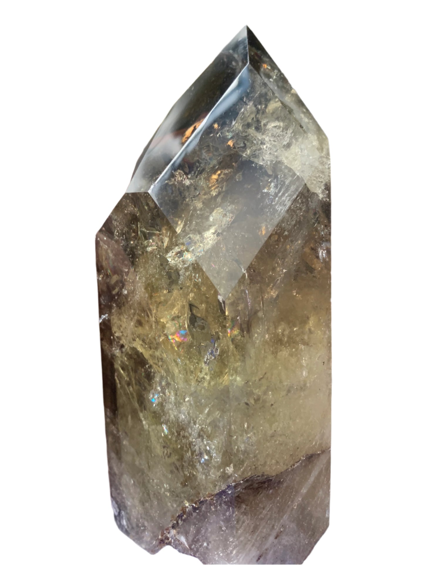 6.2" Smoky Citrine Channeler & Code Keeper Quartz Point w/ Rainbows
