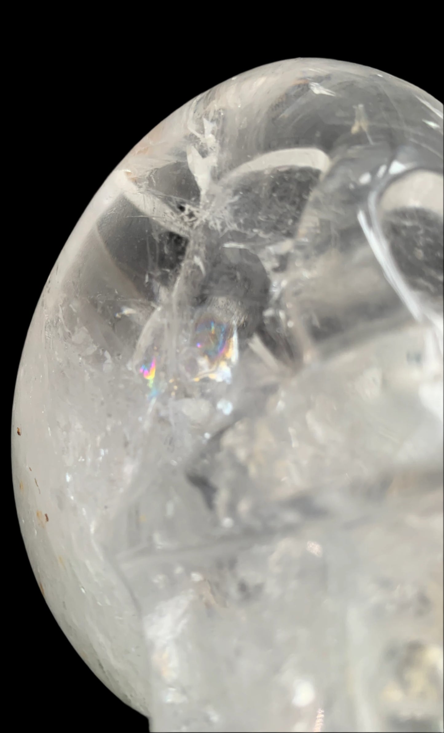 5" Himalayan Quartz Golden Healer Skull w/ Rainbows