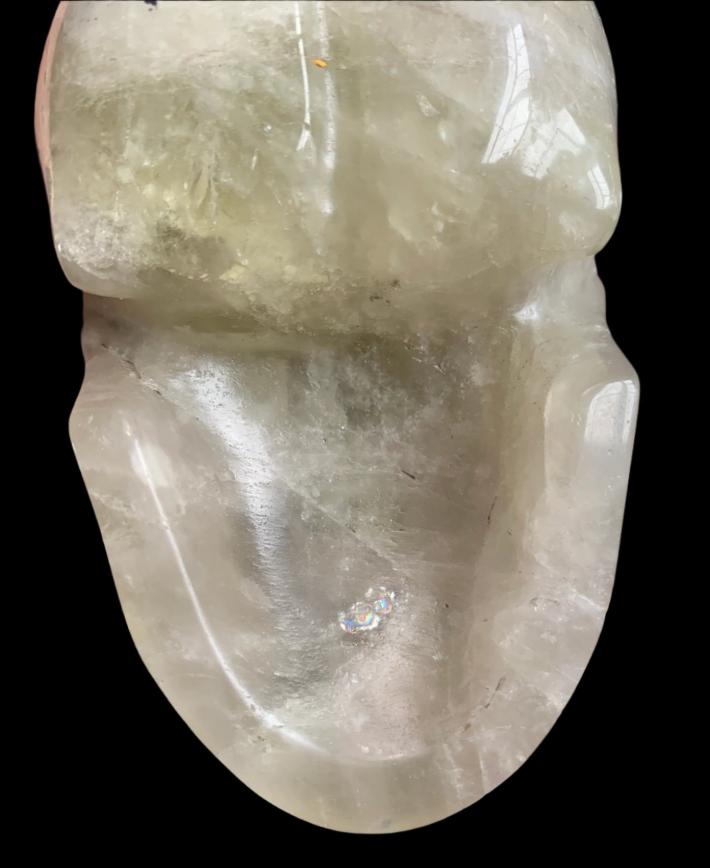 5.4" Citrine & Tourmaline Skull w/ Rainbows
