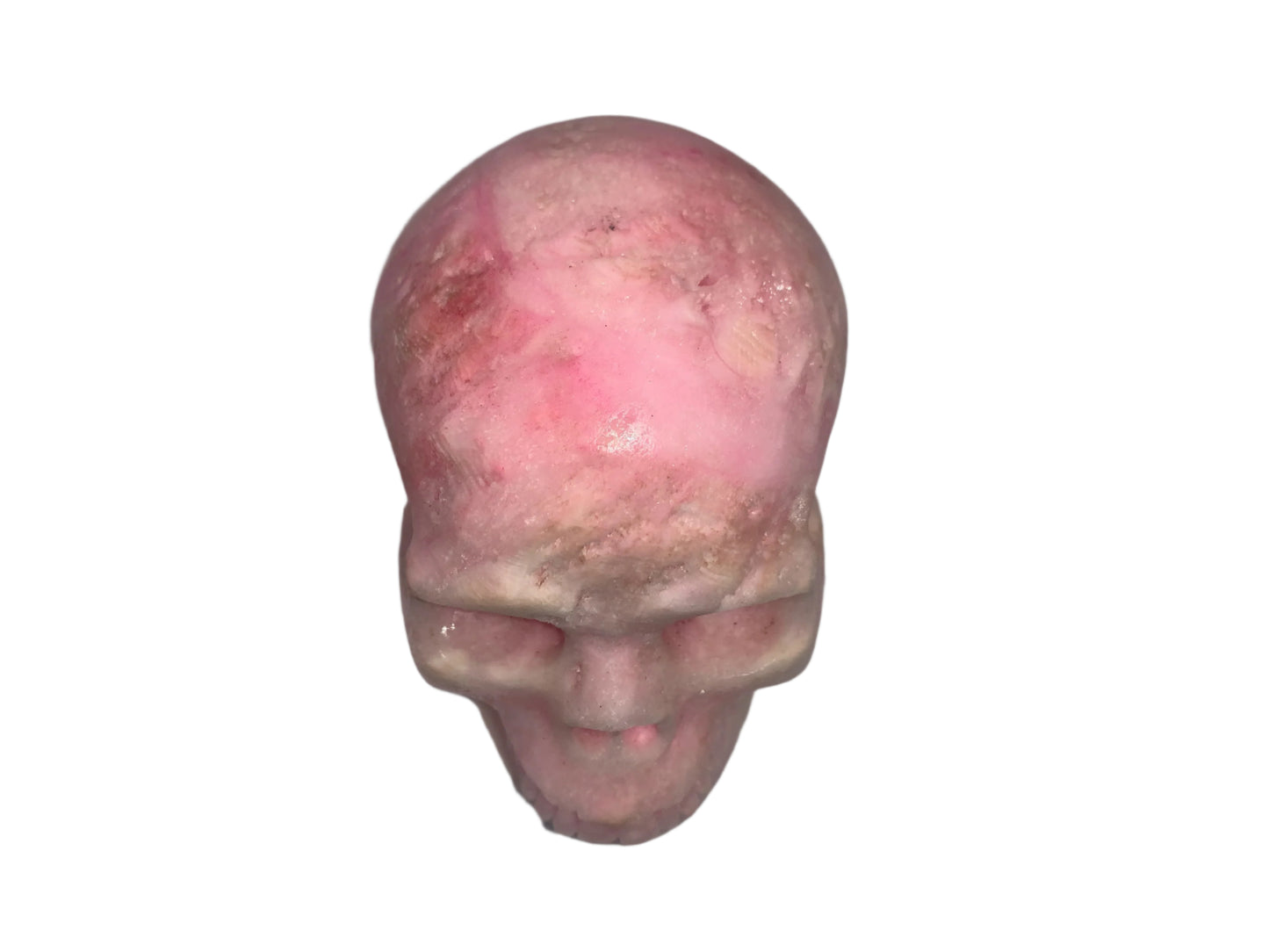 Cráneo de aragonito rosa raro de 4,3"