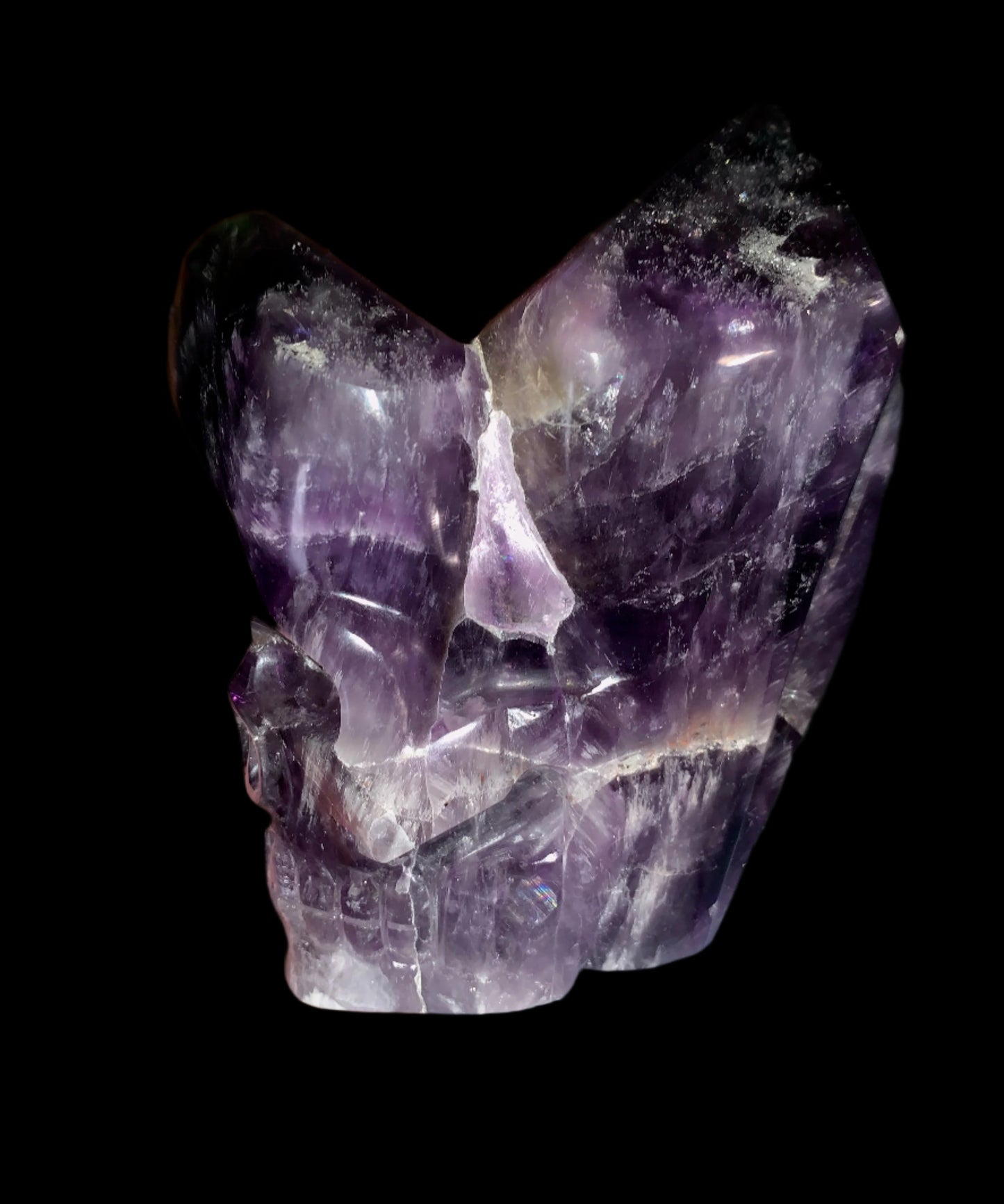 6.75" Alpine Amethyst Double Generator Skull w/ Rainbows