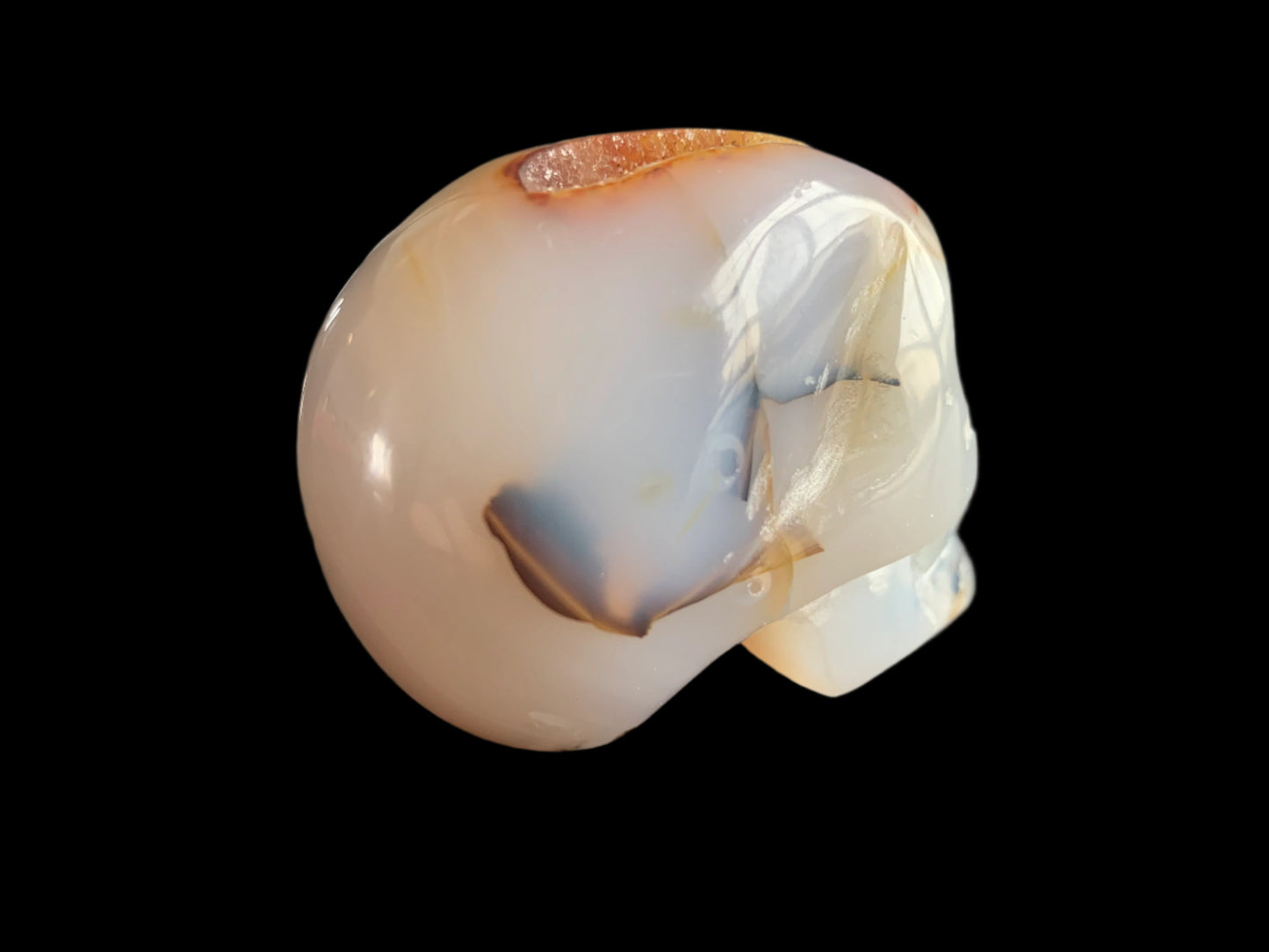3" Chalcedony & Carnelian Skull w/ Druzy
