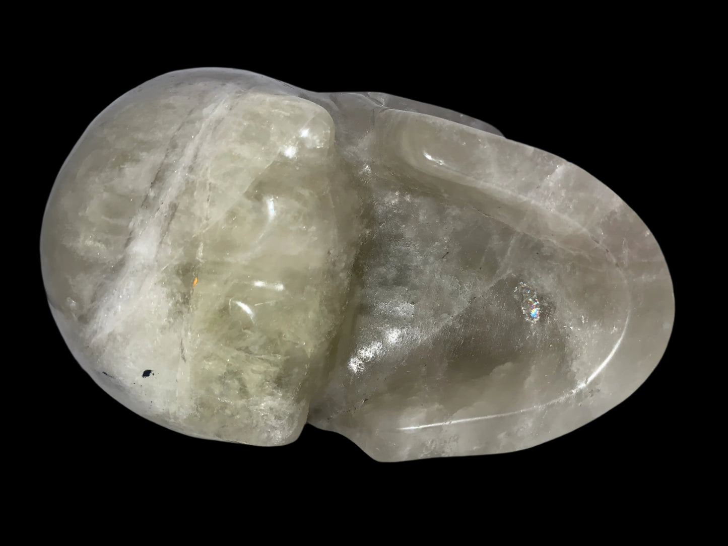 5.4" Citrine & Tourmaline Skull w/ Rainbows