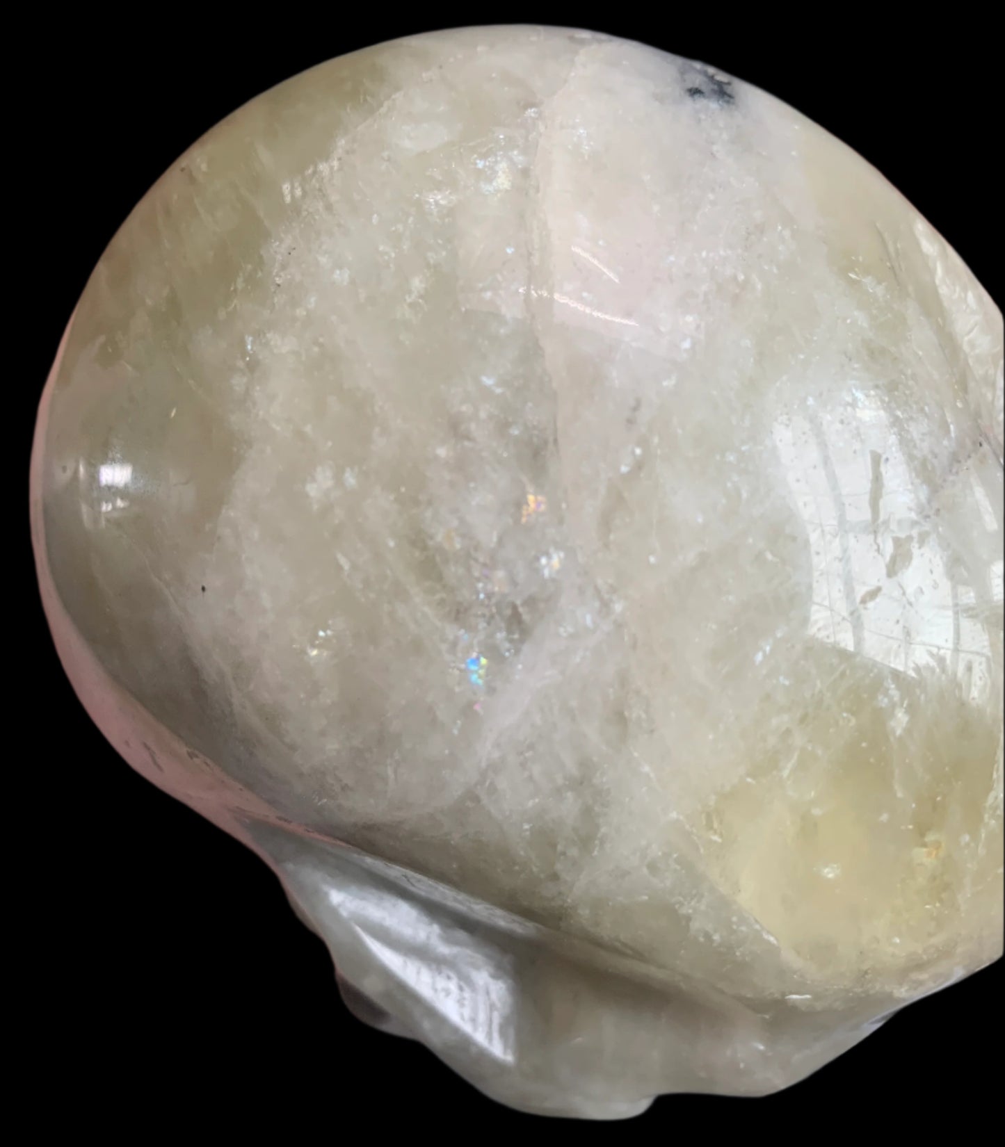 5.4" Citrine & Tourmaline Skull w/ Rainbows