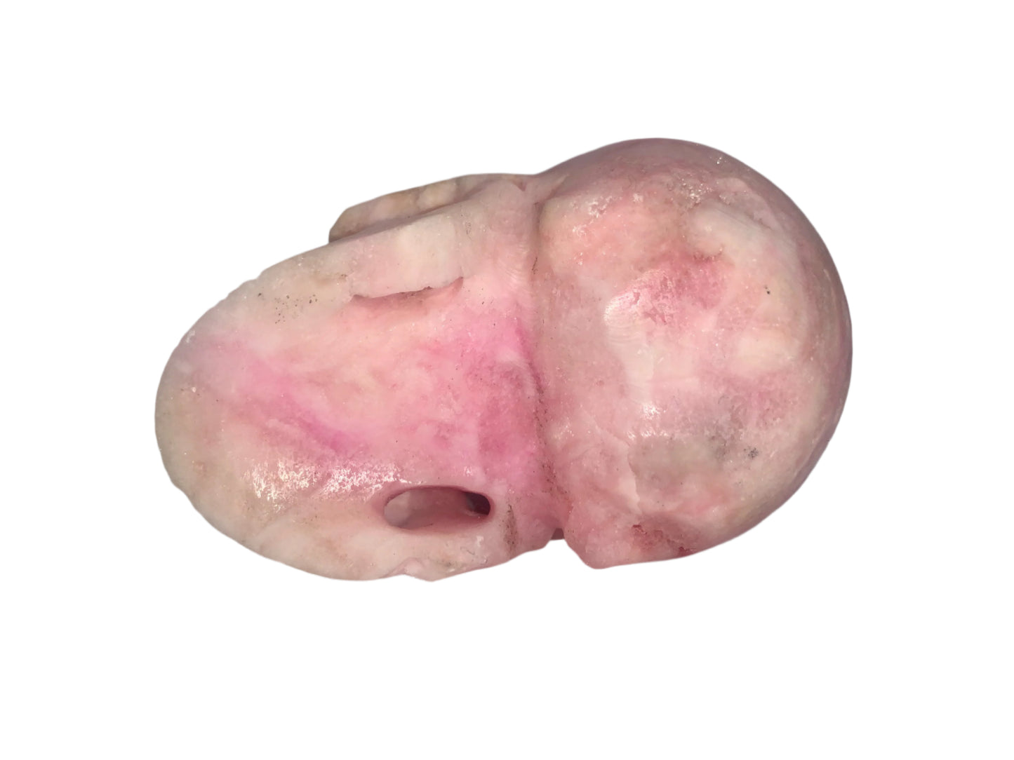 Cráneo de aragonito rosa raro de 4,3"