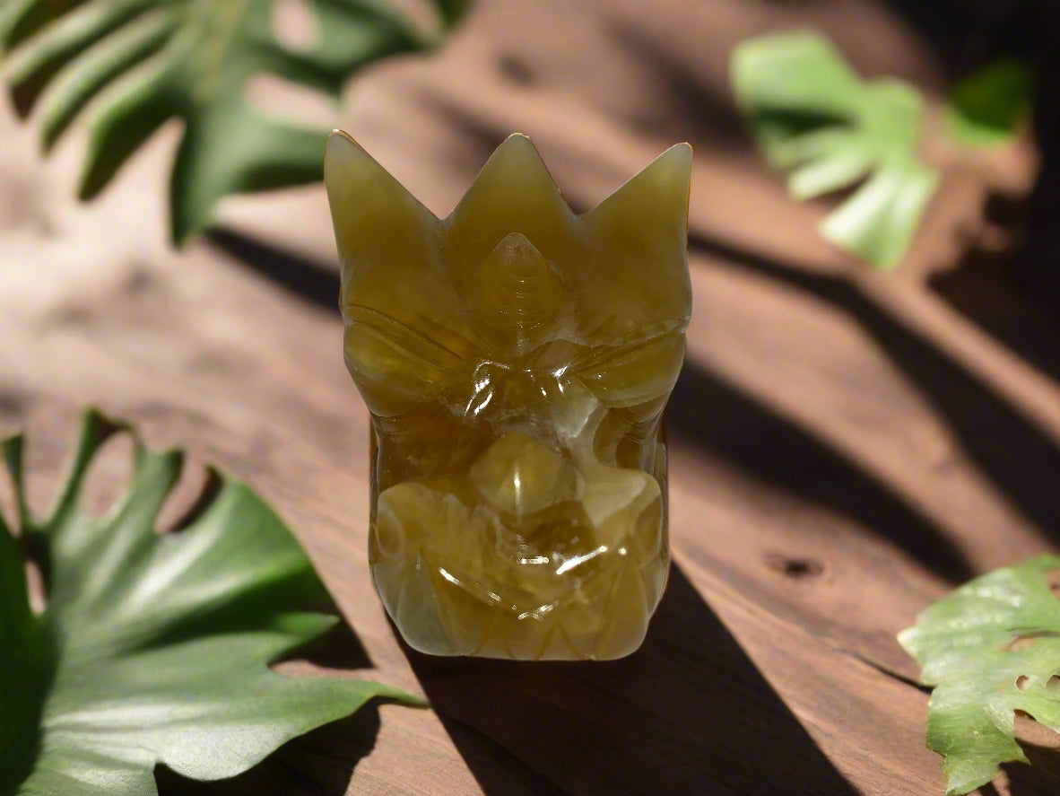 "Radiance" Leandro de Souza Golden Fluorite Dragon Skull w/ Rainbows
