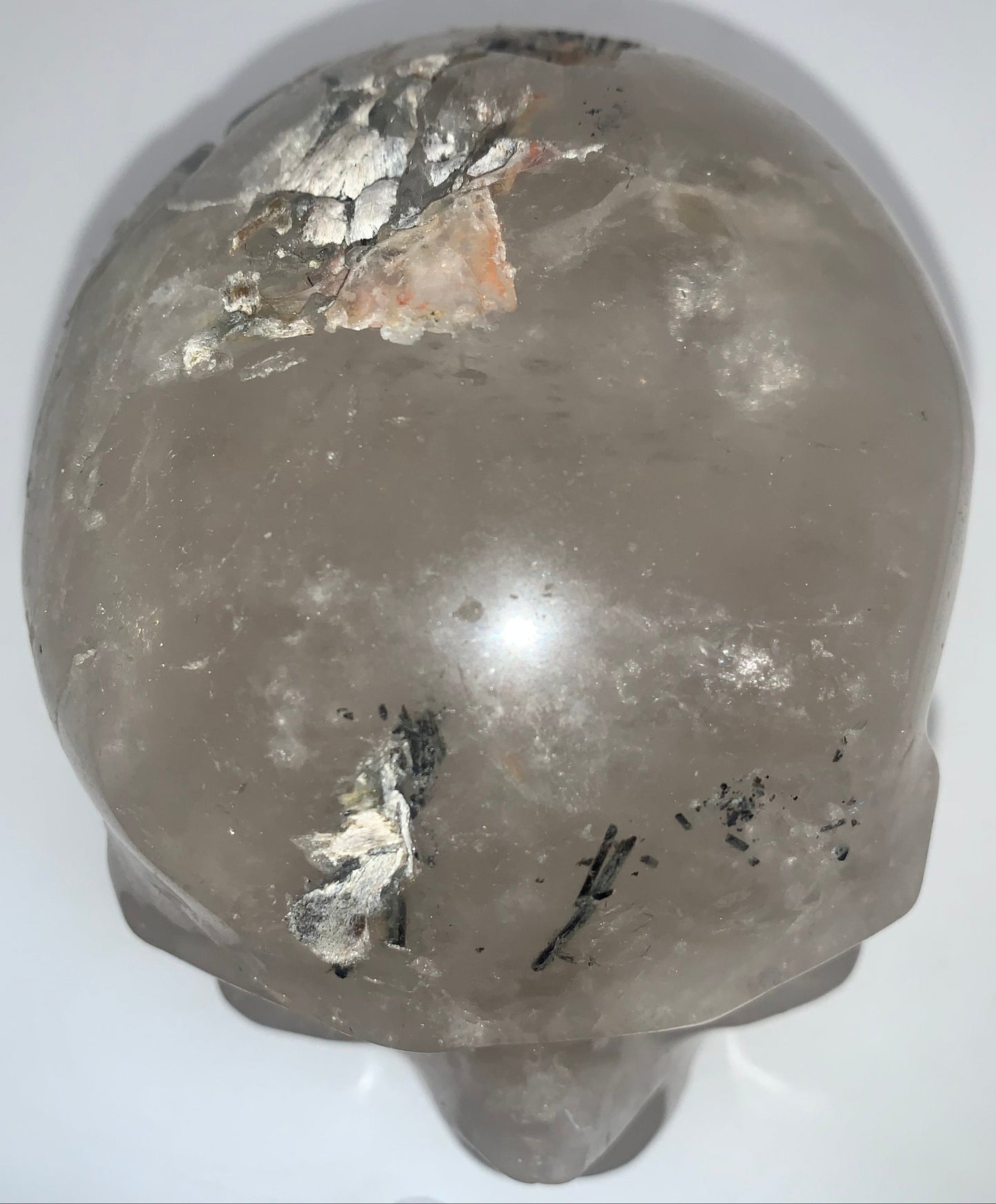 6.3" Quartz, Green Tourmaline & Chlorite Skull w/ Rainbows