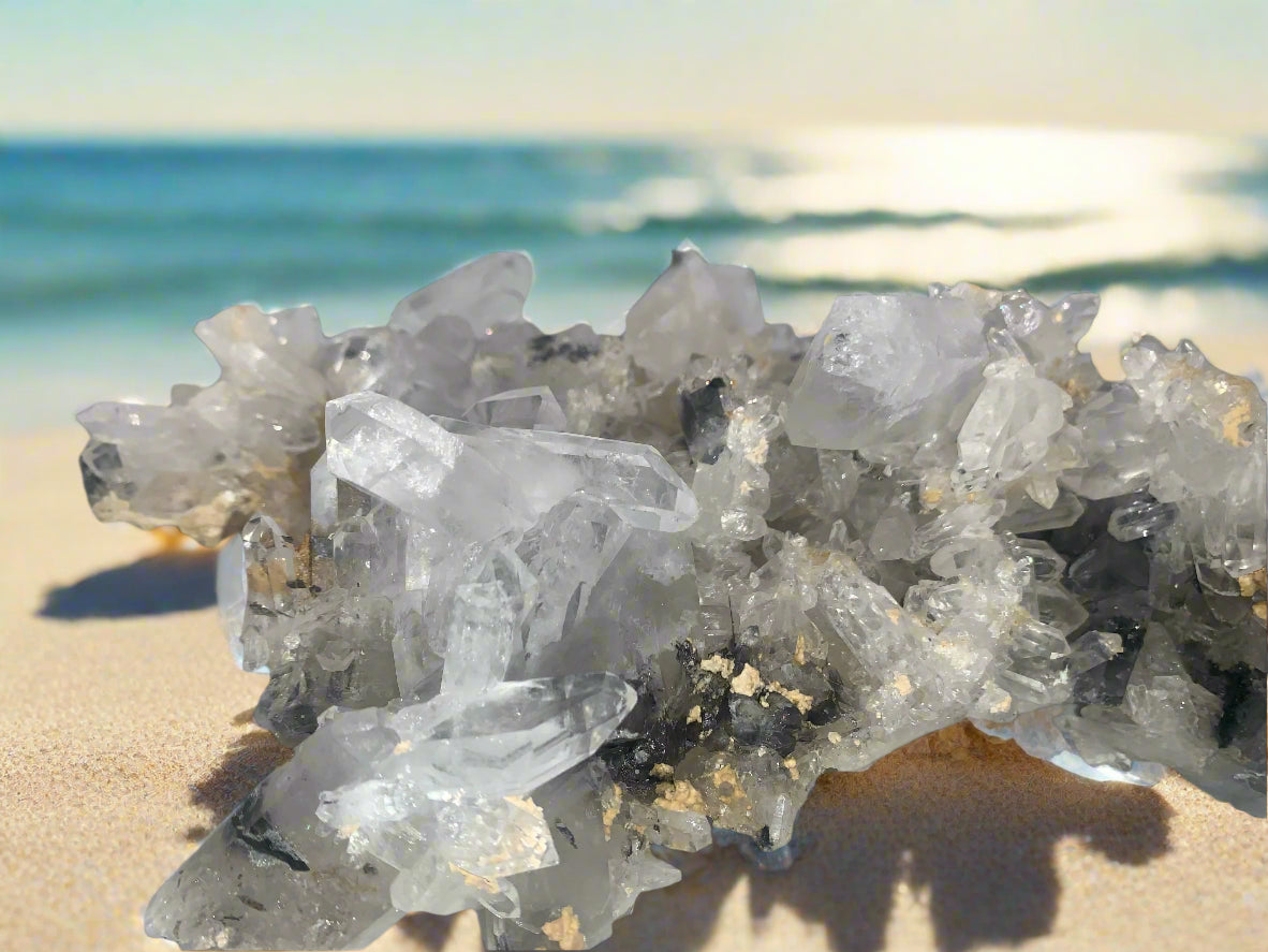 4lb 2oz Quartz & Brookite Cluster w/ Rainbows