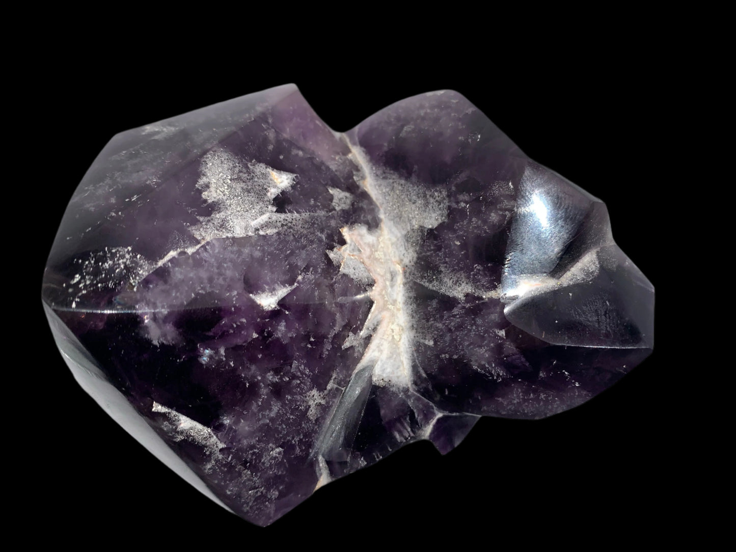 6.75" Alpine Amethyst Double Generator Skull w/ Rainbows