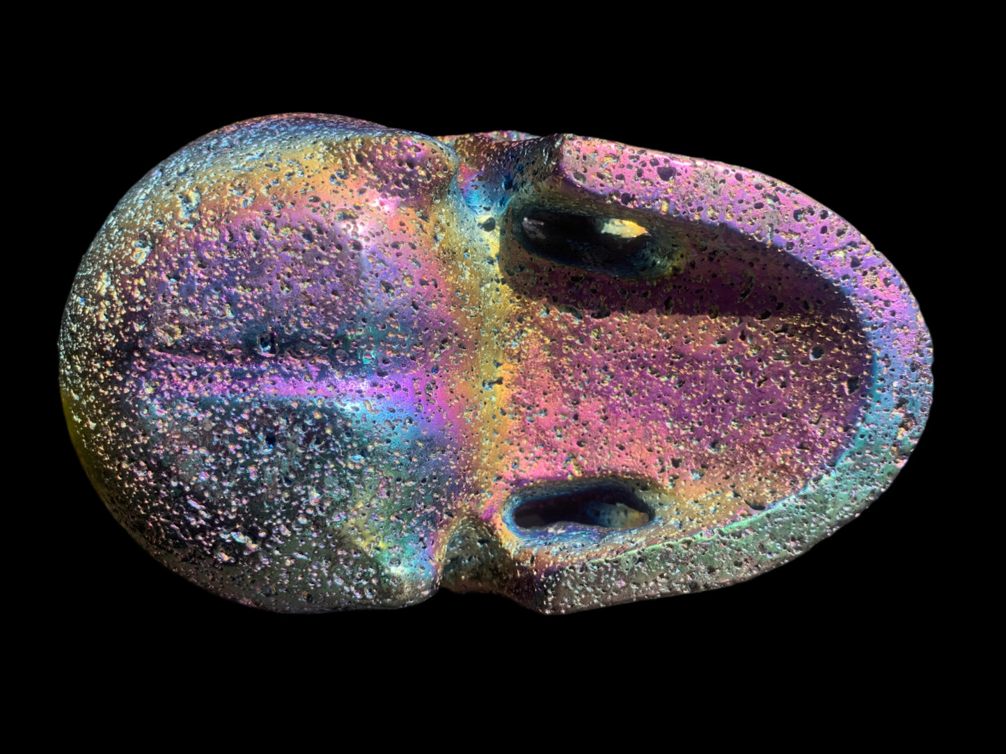 7.25" Rainbow Aura Lava Stone