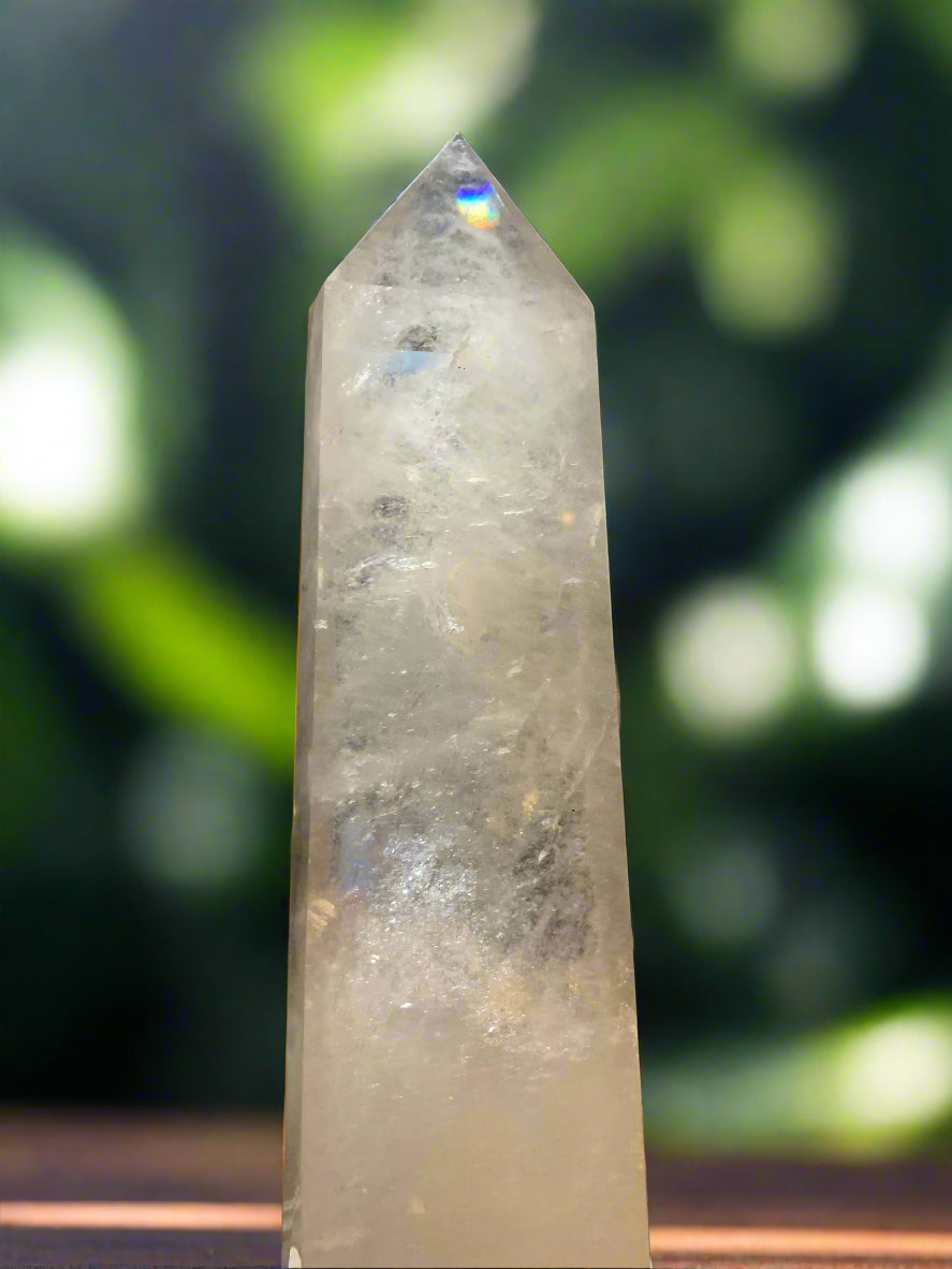 14.5" Clear Quartz Master Healer Obelisk w/ Rainbows