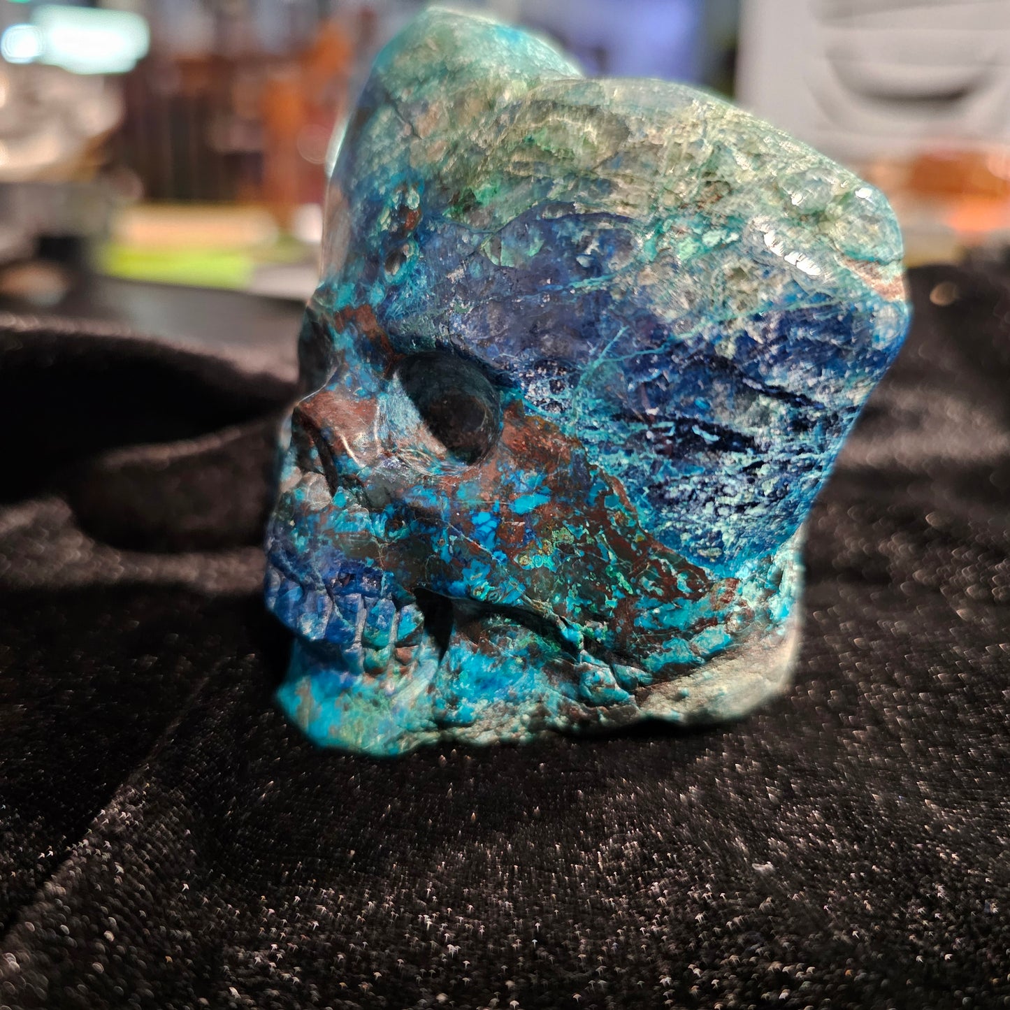 Cráneo de cristal de crisocola 'azul verdadero'