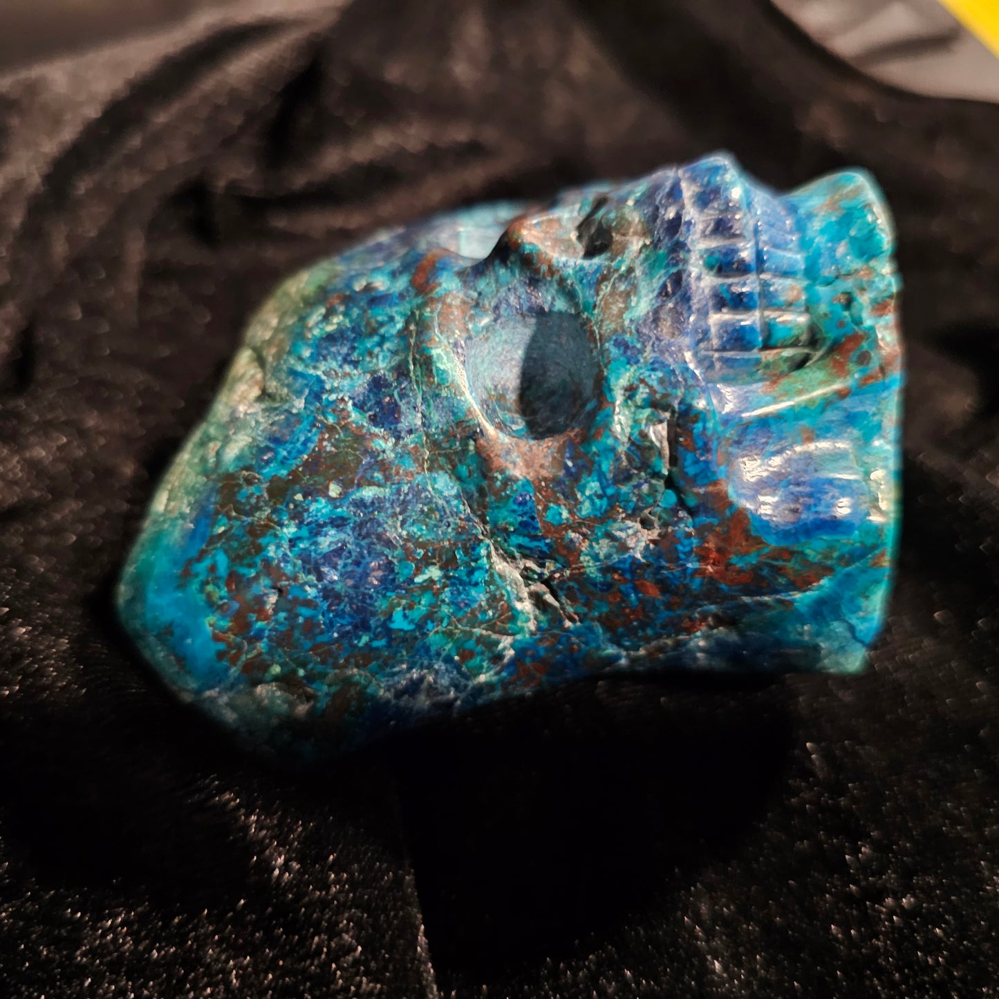 Cráneo de cristal de crisocola 'azul verdadero'