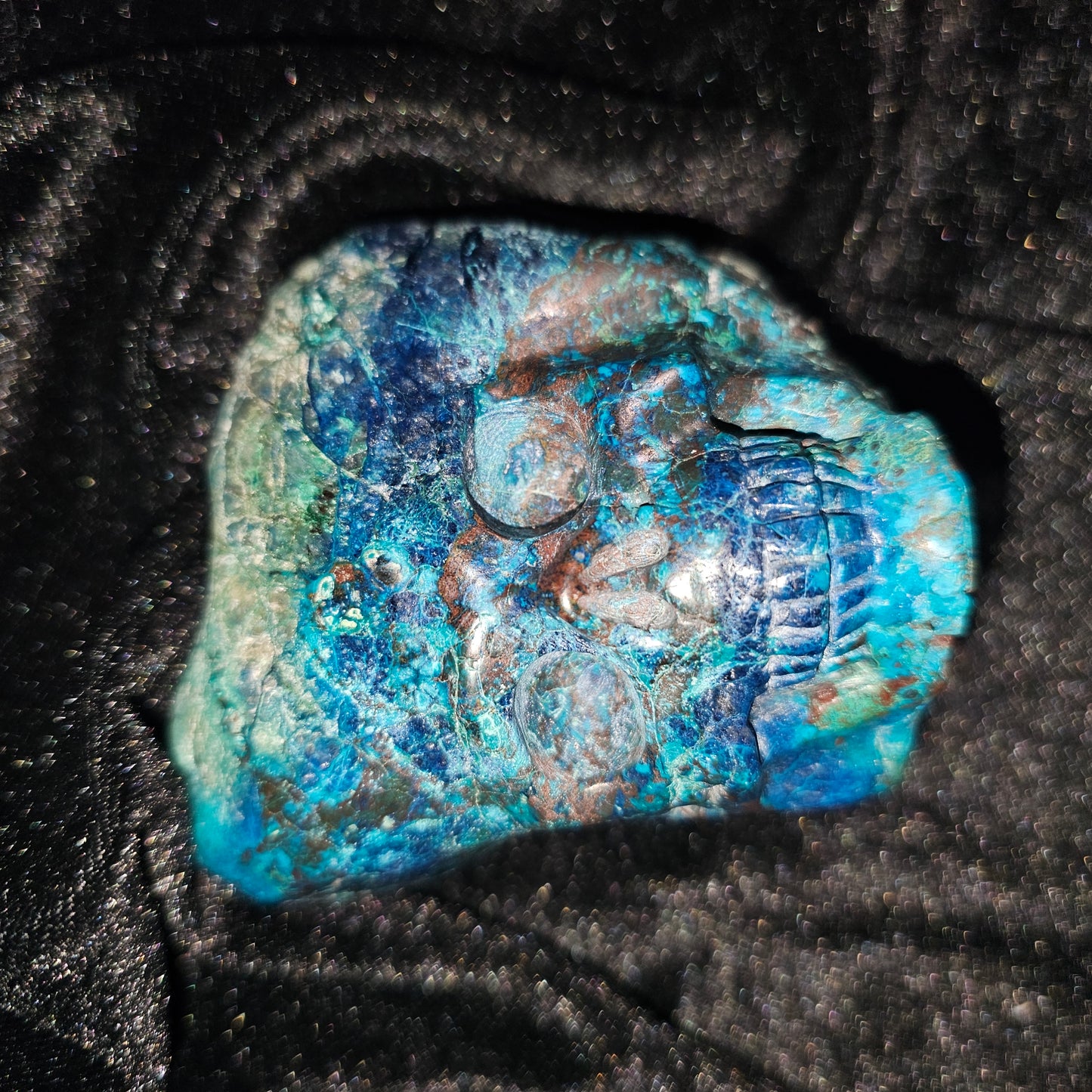 Cráneo de cristal de crisocola 'azul verdadero'