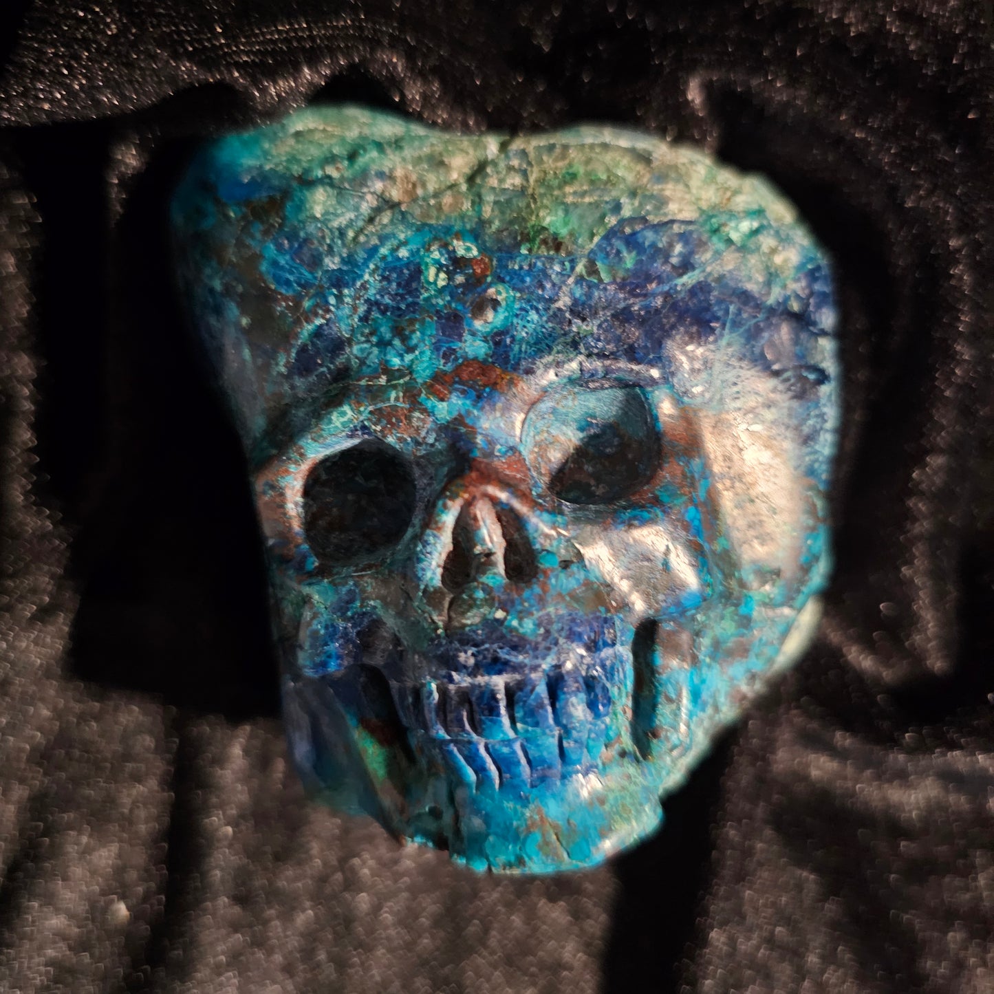 Cráneo de cristal de crisocola 'azul verdadero'