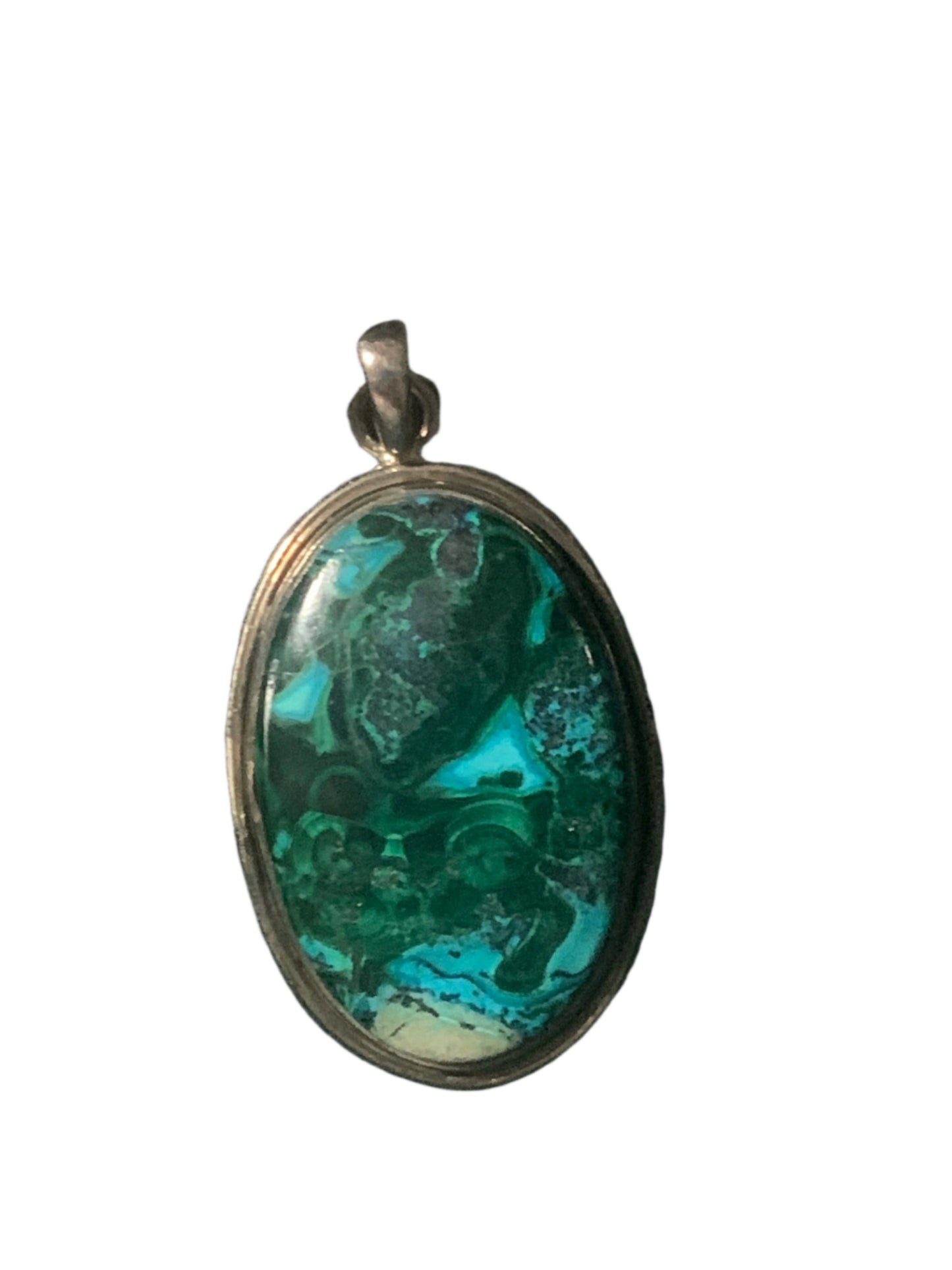 Chrysocolla Malachite Pendant in Sterling Silver