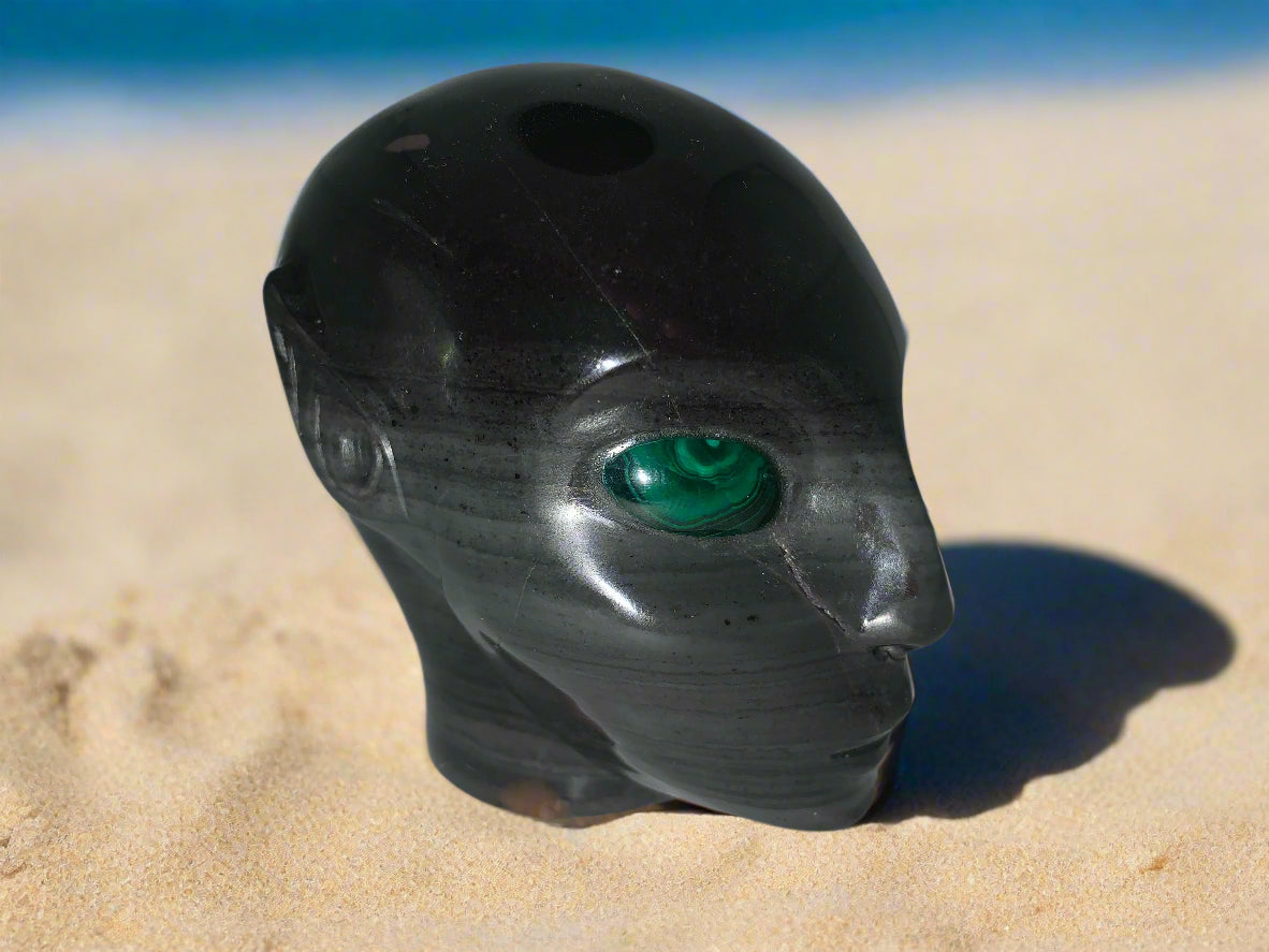 4" Polychrome Jasper w/ Malachite Eyes