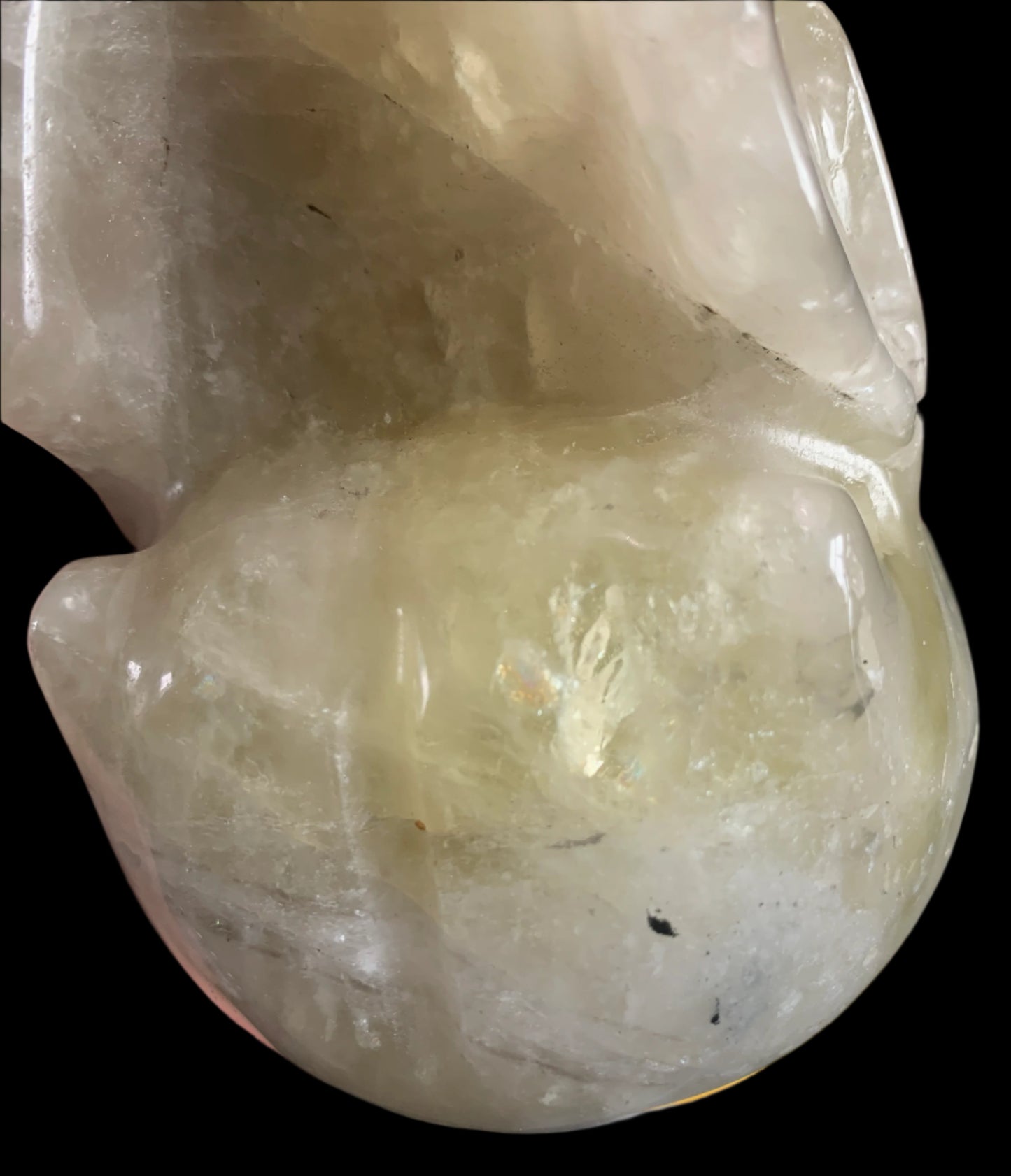 5.4" Citrine & Tourmaline Skull w/ Rainbows