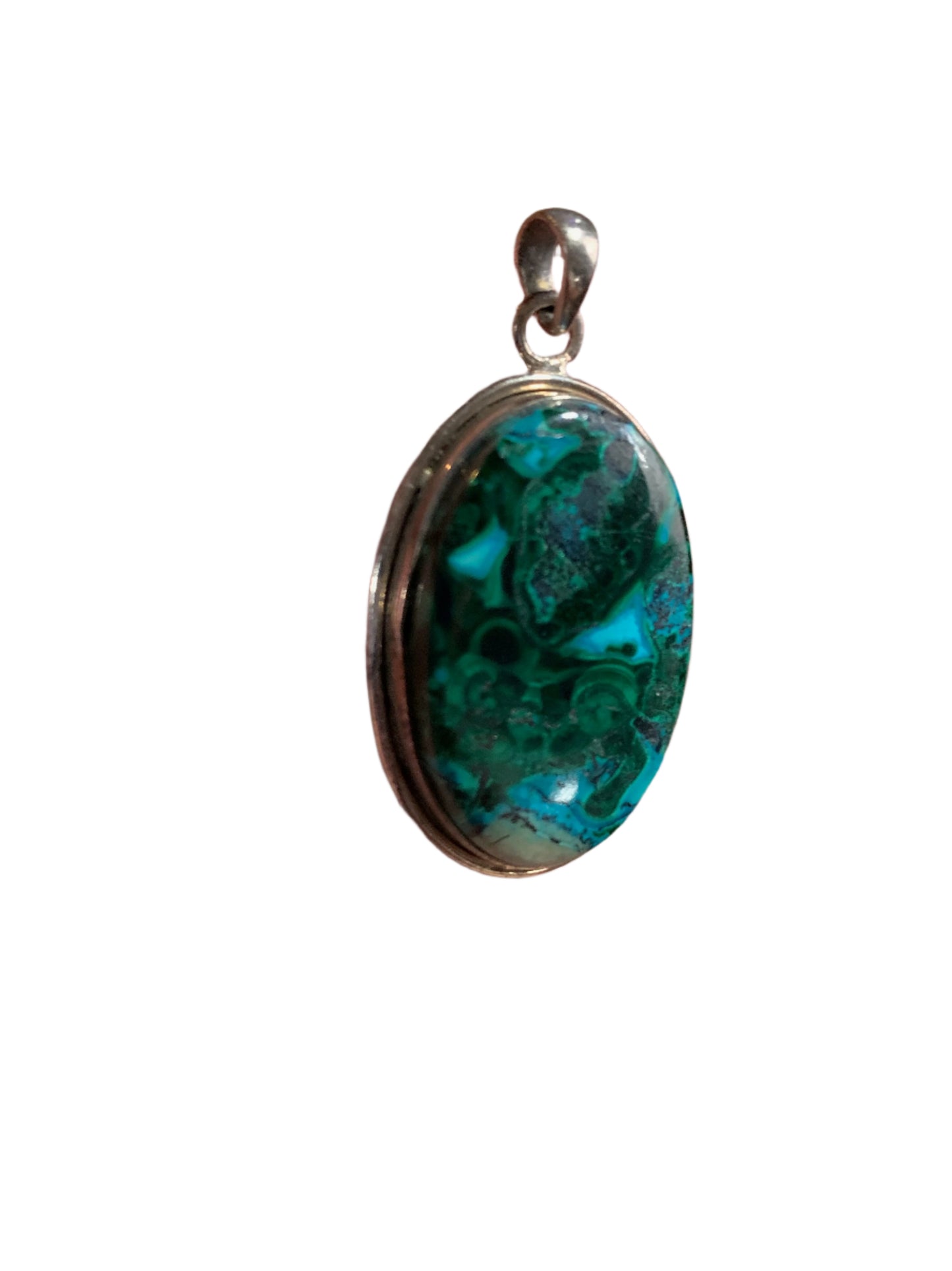 Chrysocolla Malachite Pendant in Sterling Silver