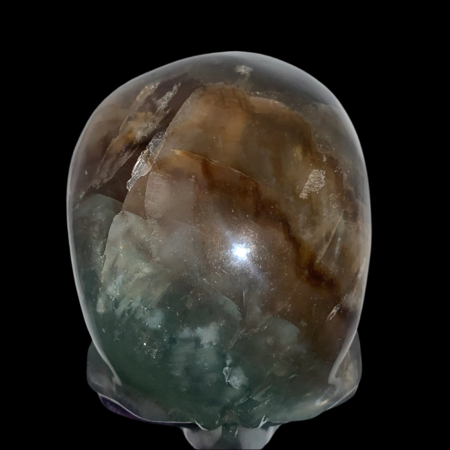 6.4" Rainbow & Black Fluorite Skull w/ Rainbows
