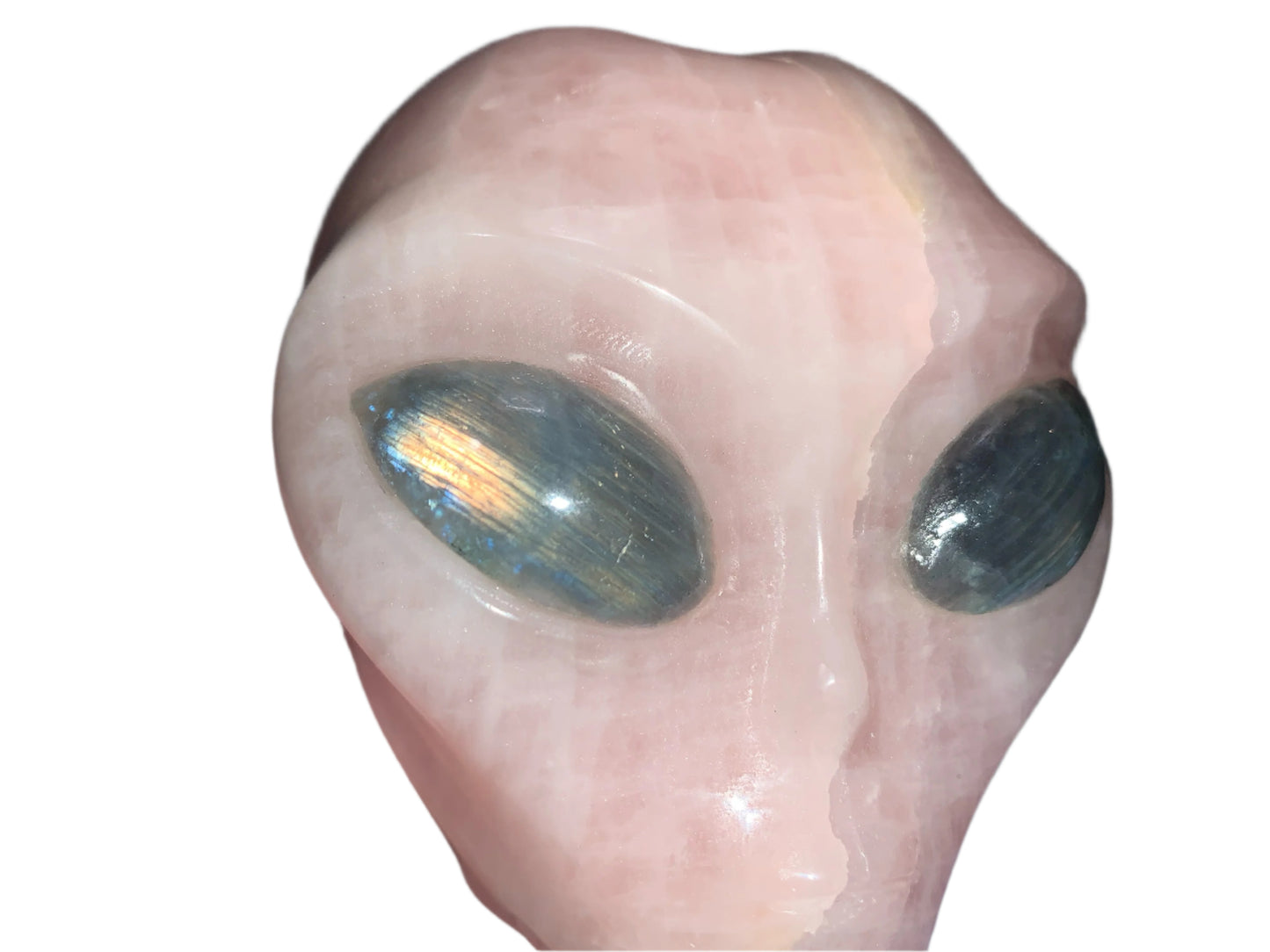 Ser estelar de cuarzo rosa de 4,8" con ojos de labradorita