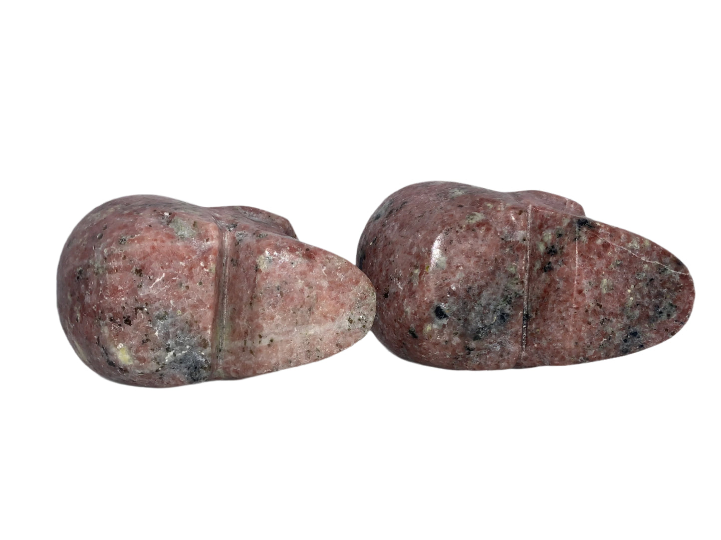 4.4" Pair Of Gatekeeper Peach Blossom Sesame Jasper Skulls
