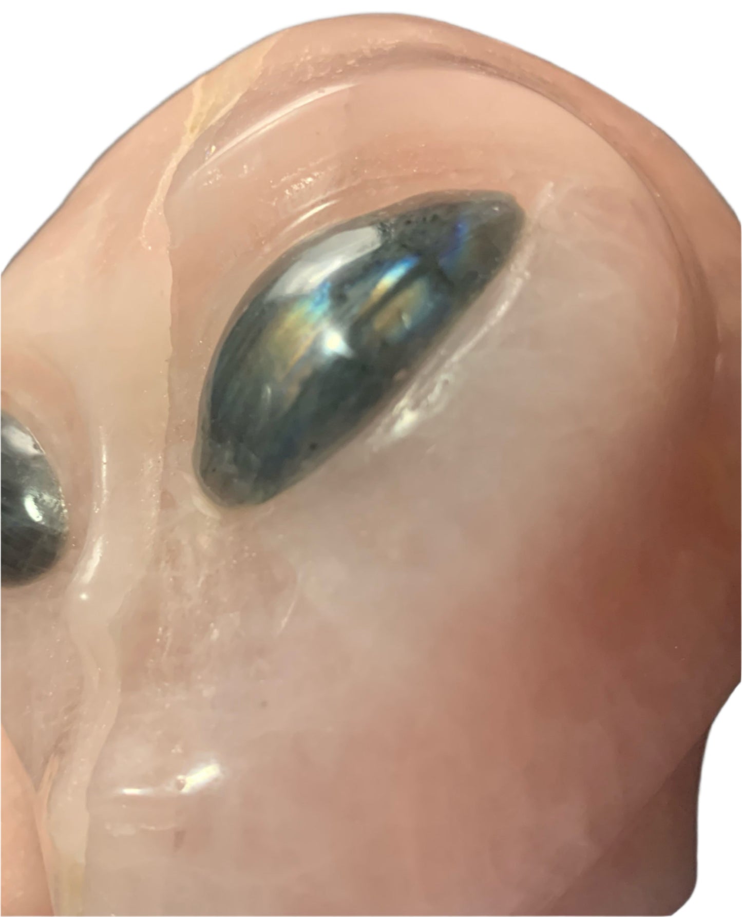 Ser estelar de cuarzo rosa de 4,8" con ojos de labradorita