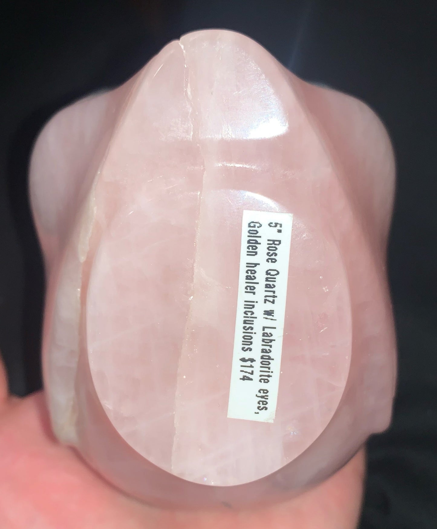 Ser estelar de cuarzo rosa de 4,8" con ojos de labradorita